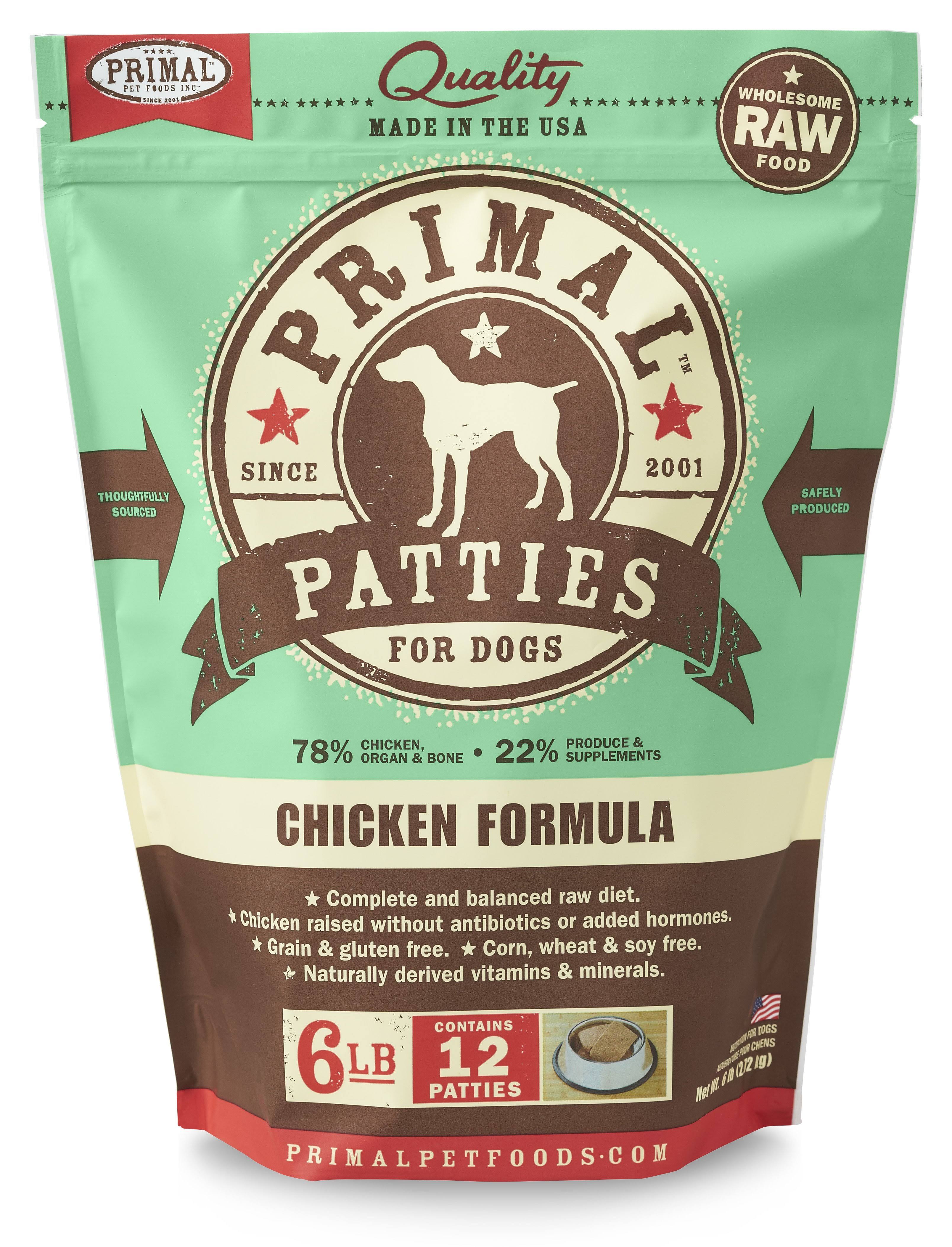 Primal Dog Raw Frozen Chicken Patties 6lb