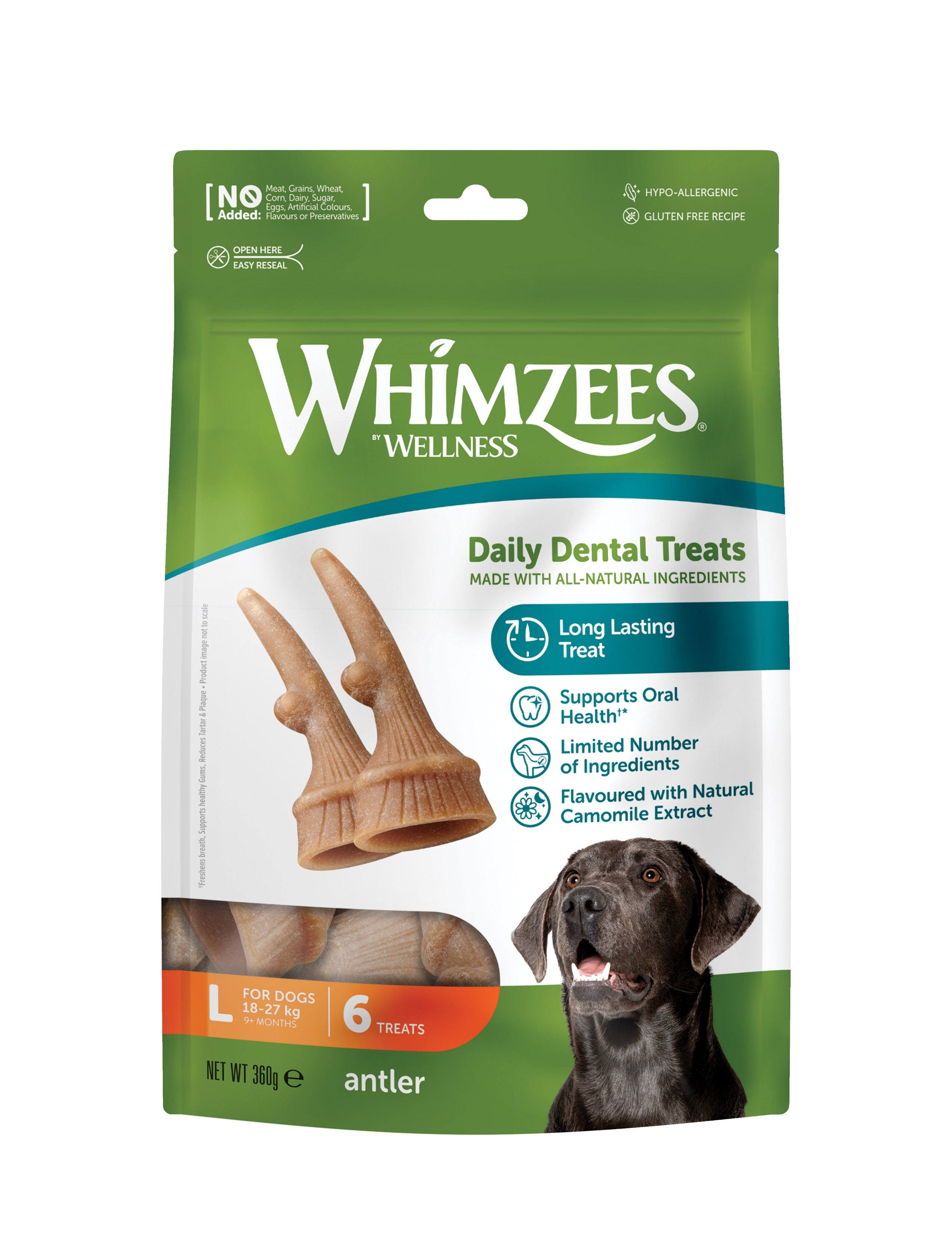 Whimzees Antler Large Dog Treats - 6 Pack