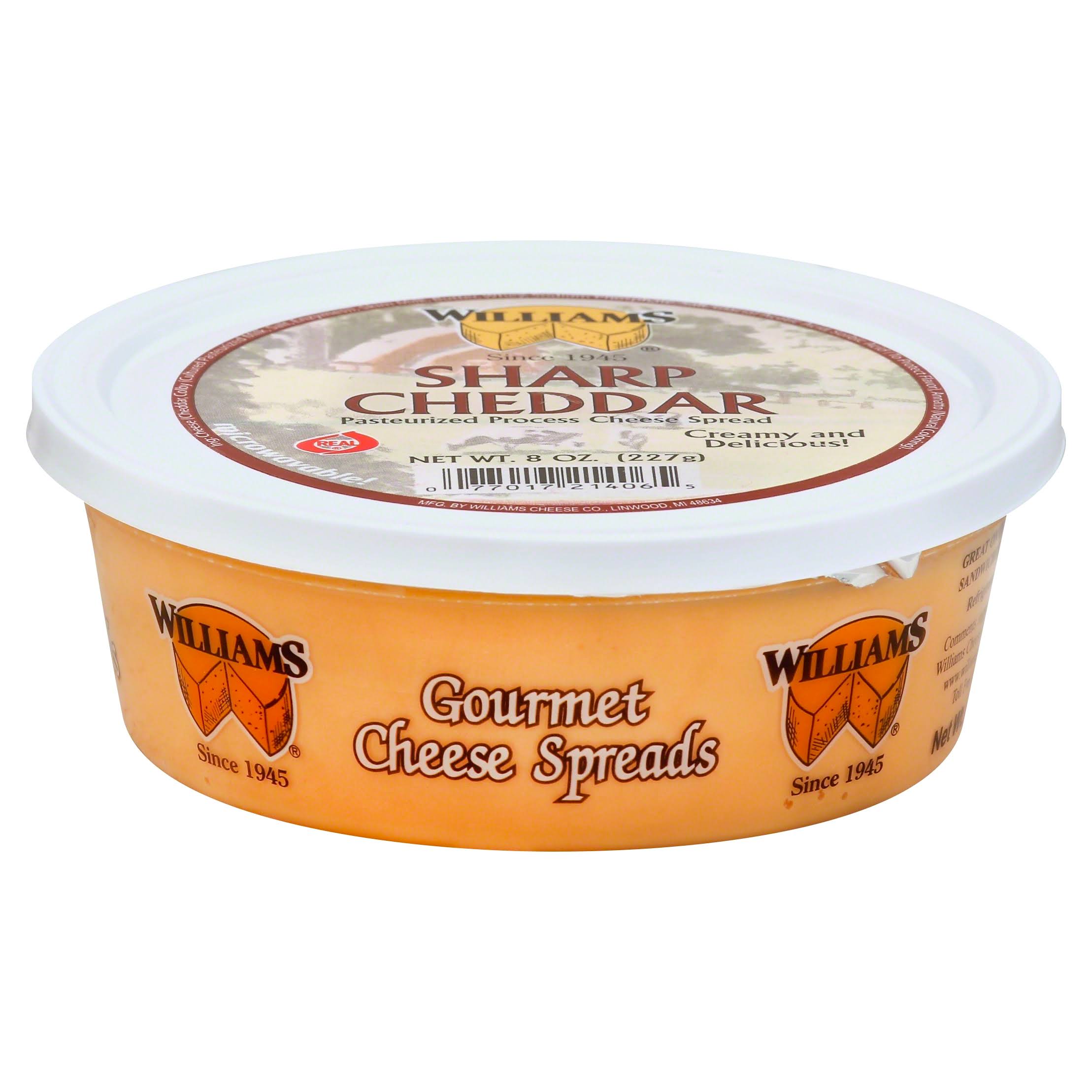 Williams Cheese Spread, Pasteurized Process, Sharp Cheddar - 8 oz