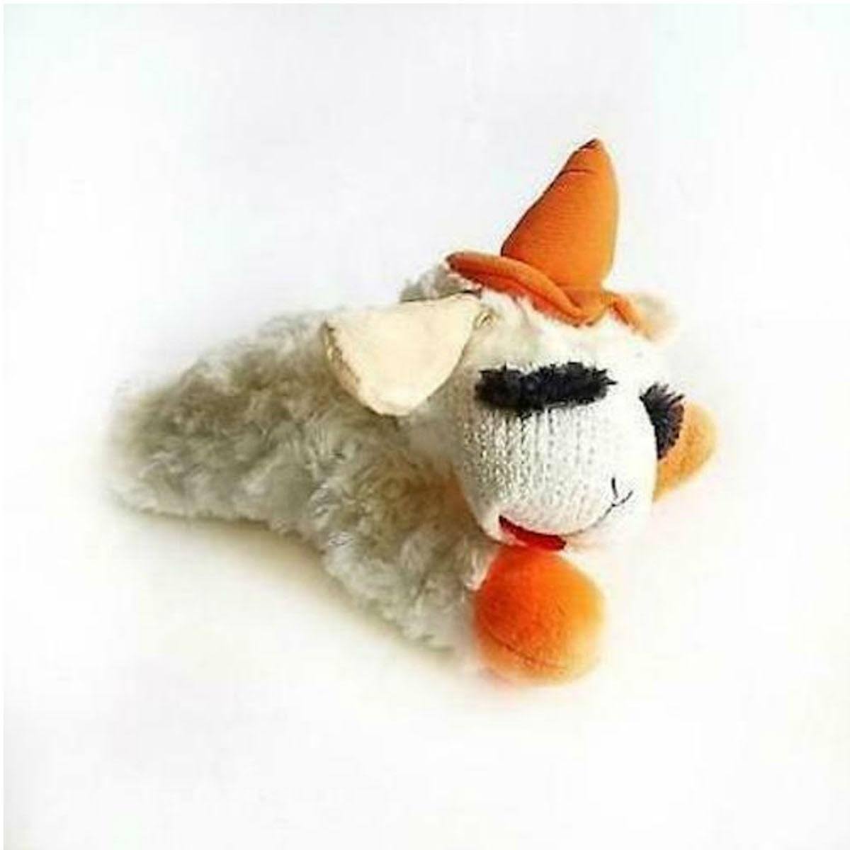 Multipet Halloween Lamb Chop Dog Toy - Orange Witches Hat - Small