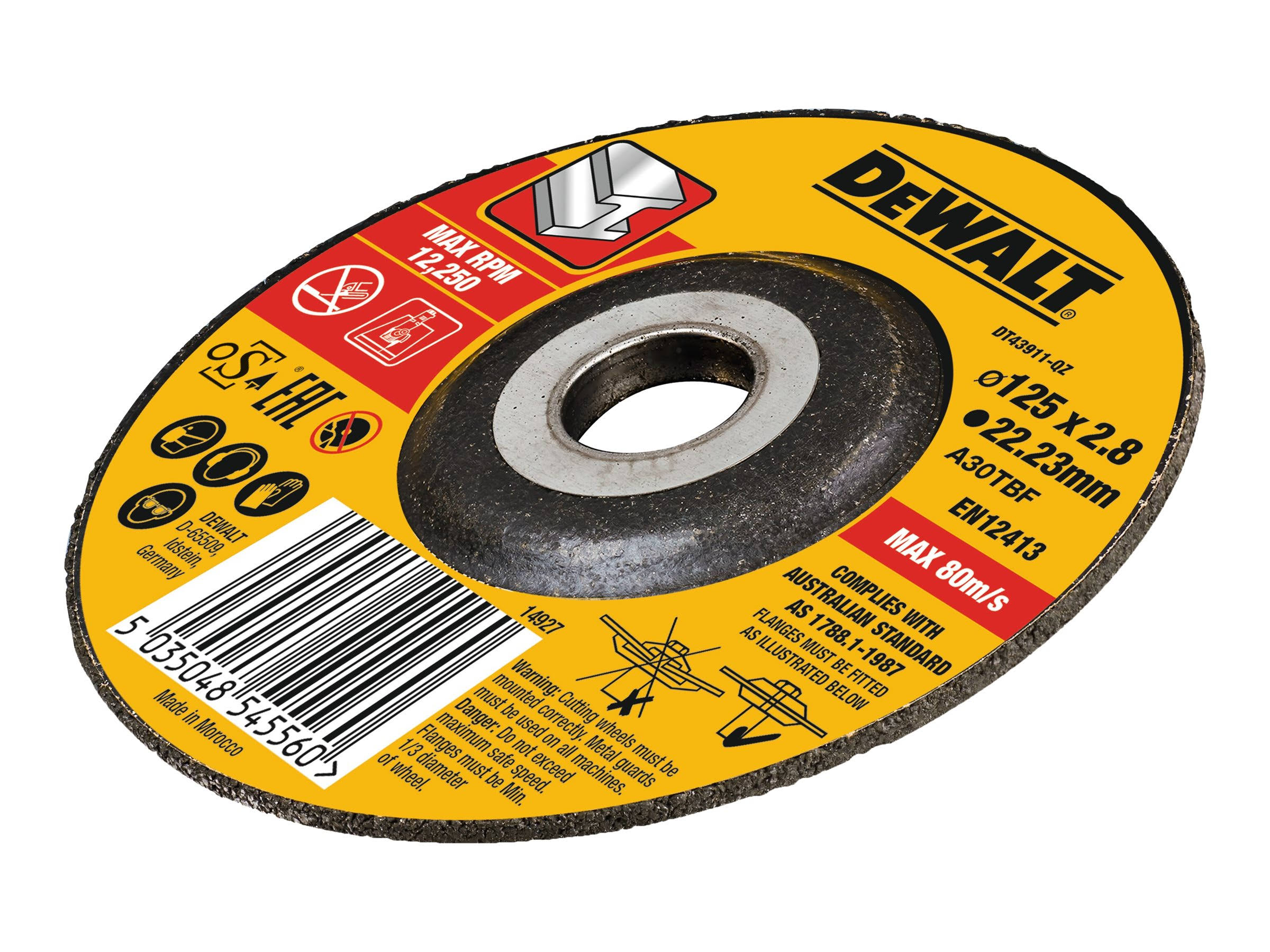 DeWalt Extreme Bonded Concrete/Metal Cutting Disc 125mm x 3.0mm x 22.23mm - DT43911-QZ