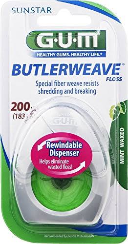 Gum Butlerweave Dental Floss Mint Waxed - 200yds