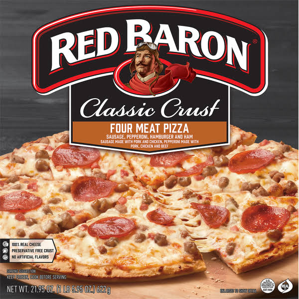Red Baron Pizza, Four Meat, Classic Crust - 21.95 oz