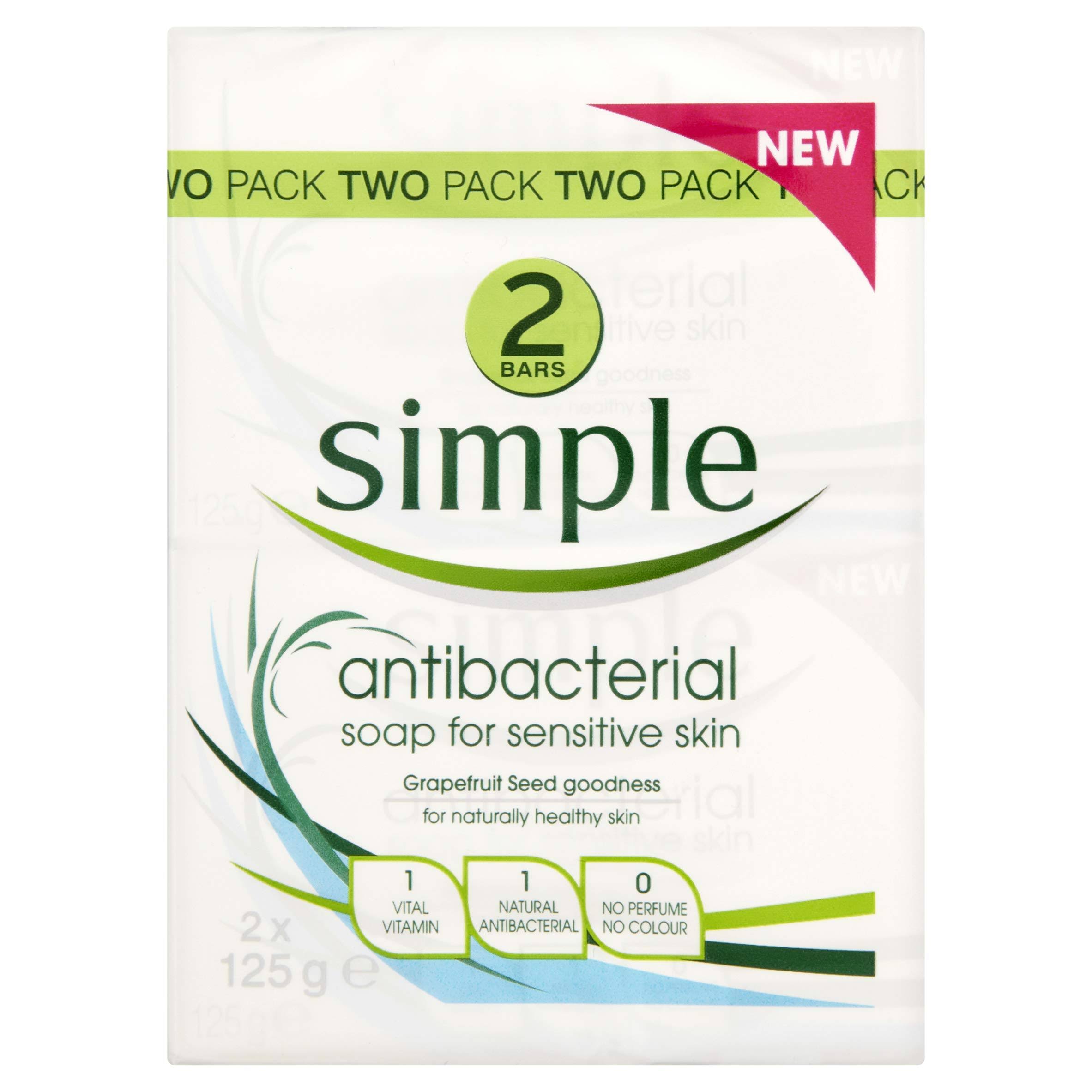 Simple Anti-Bacterial Soap - for Sensitive Skin, 2 x 125g