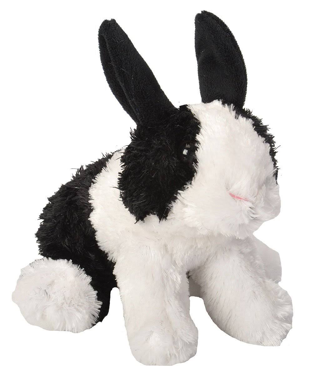 Wild Republic Hug'ems Bunny Plush Toy - Black/White, 18cm