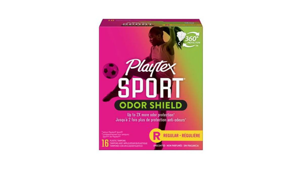 Playtex Sport Tampons, Plastic, Regular, Unscented, Odor Shield - 16 tampons