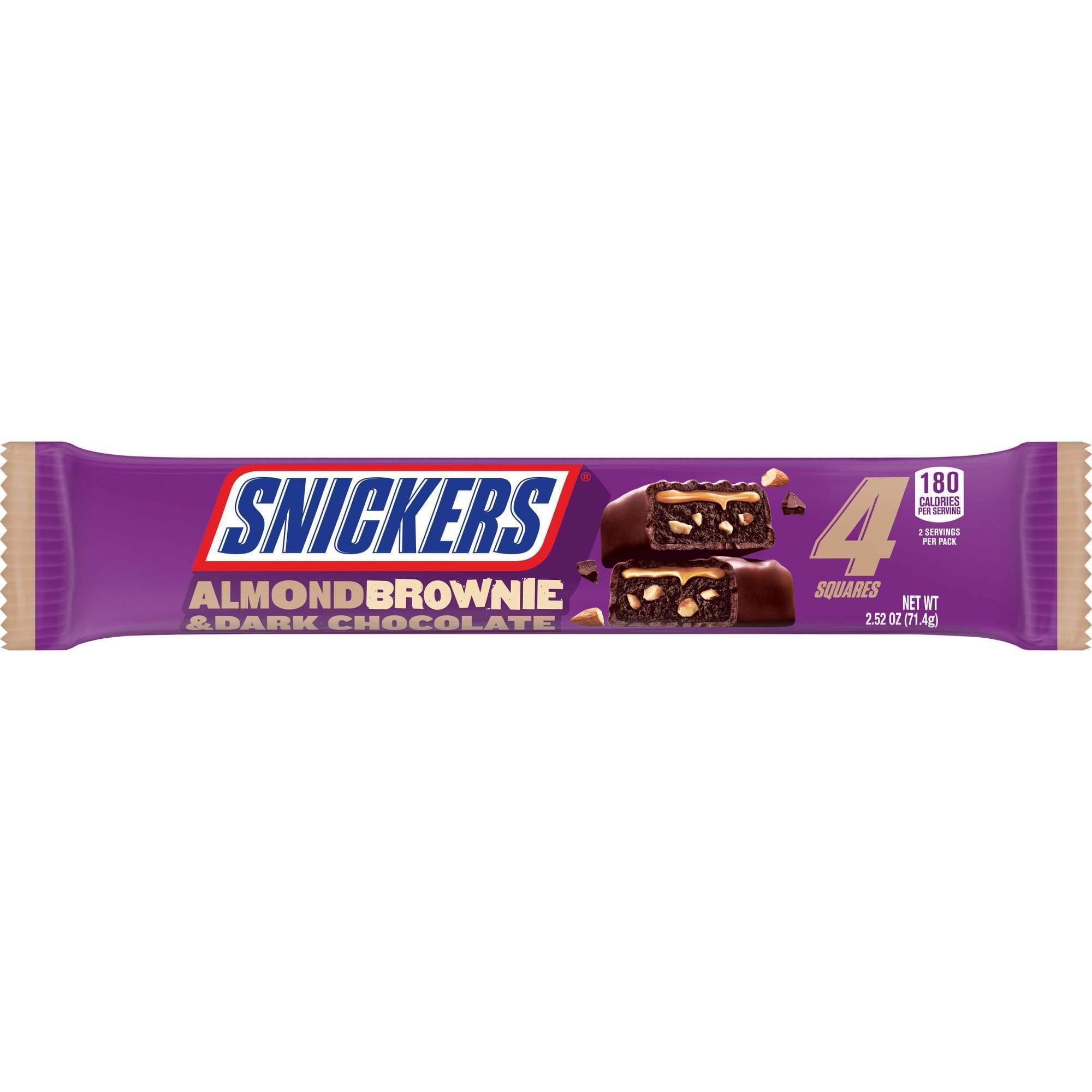 Snickers Brownie Squares, Almond & Dark Chocolate - 4 squares, 2.52 oz