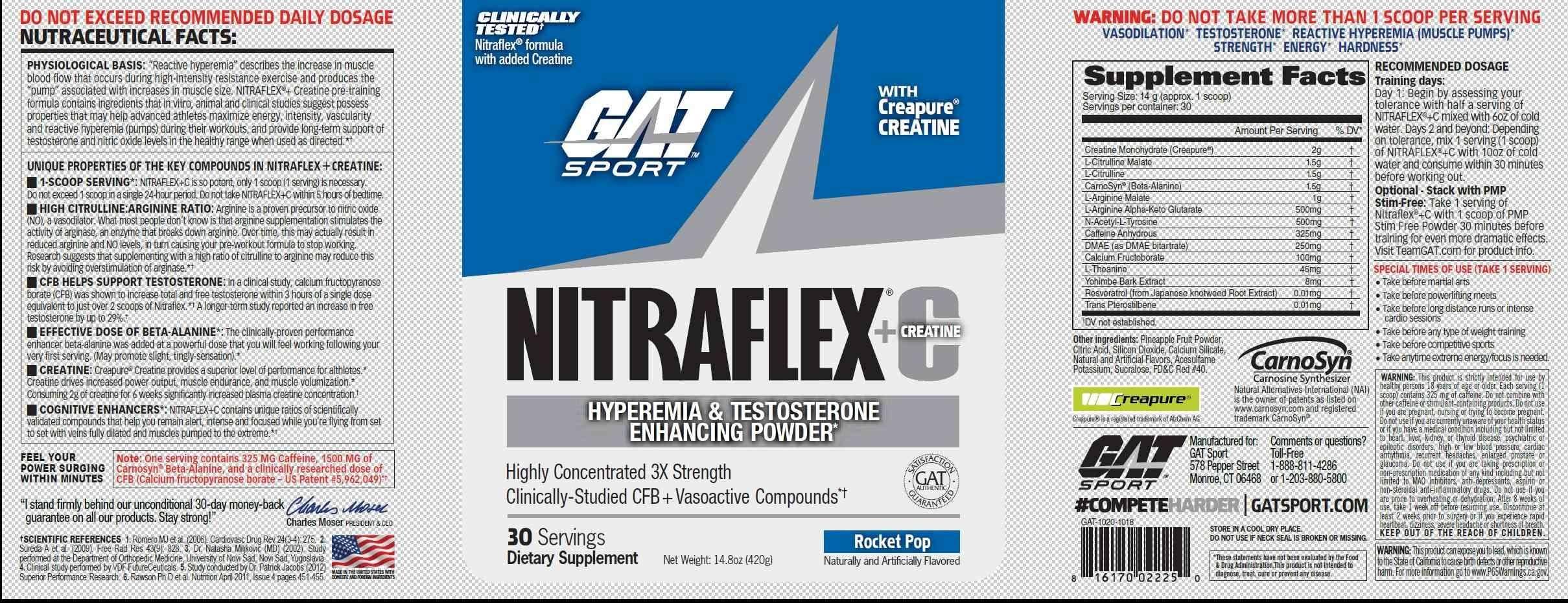 Gat Sport Nitraflex + Creatine, Rocket Pop - 14.8 oz
