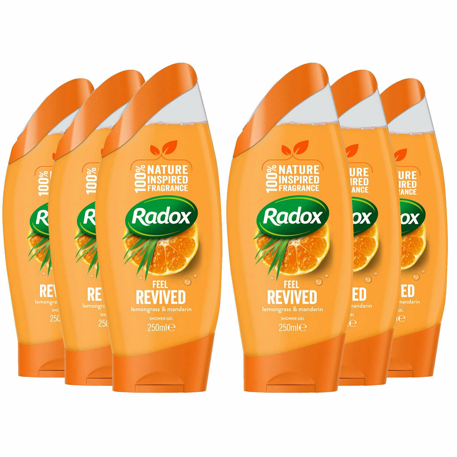 Radox 100% Nature Inspired Fragrance Shower Gel, Feel Revived, 6 Pack