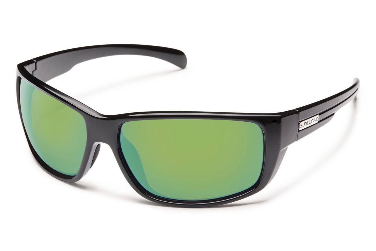 Suncloud Milestone Sunglasses - Black Frame, Polarized Green Mirror