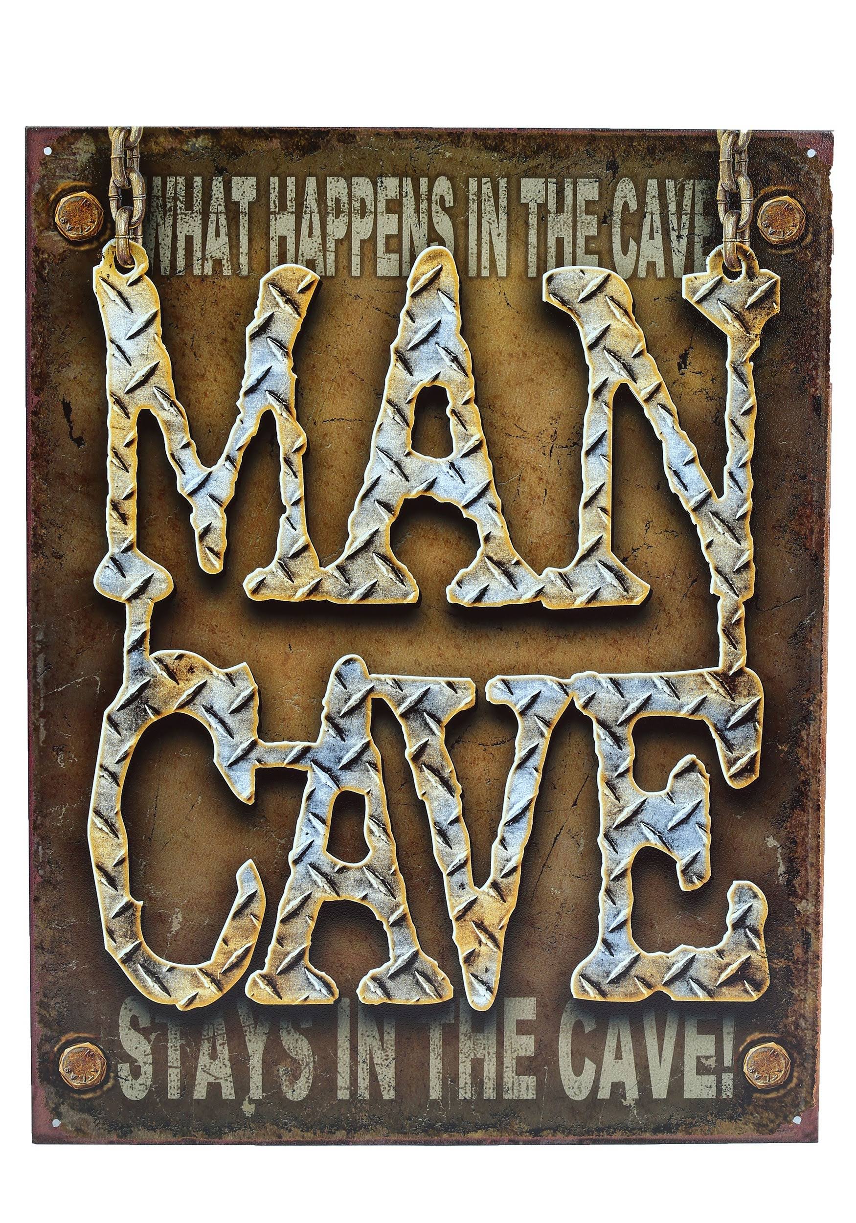 Man Cave Wwhat Happens In The Cave Tin Sign - 12" x 16"