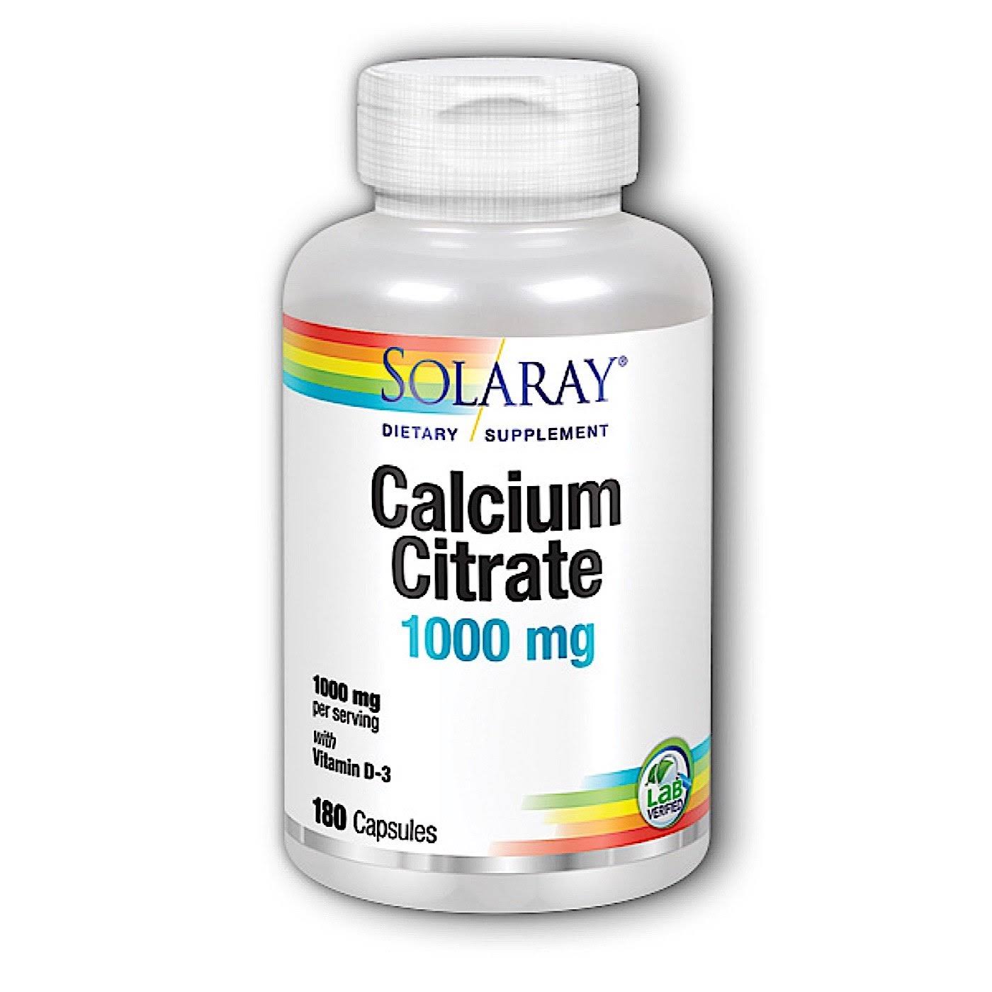 Solaray Calcium Citrate With Vitamin D3 - 180 Capsules