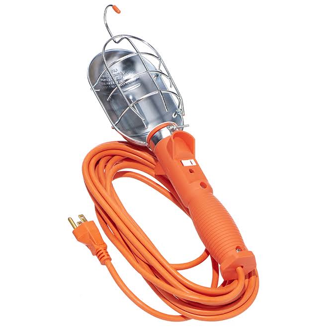 Woods SJTW Trouble Light with Metal Guard & Outlet - Orange