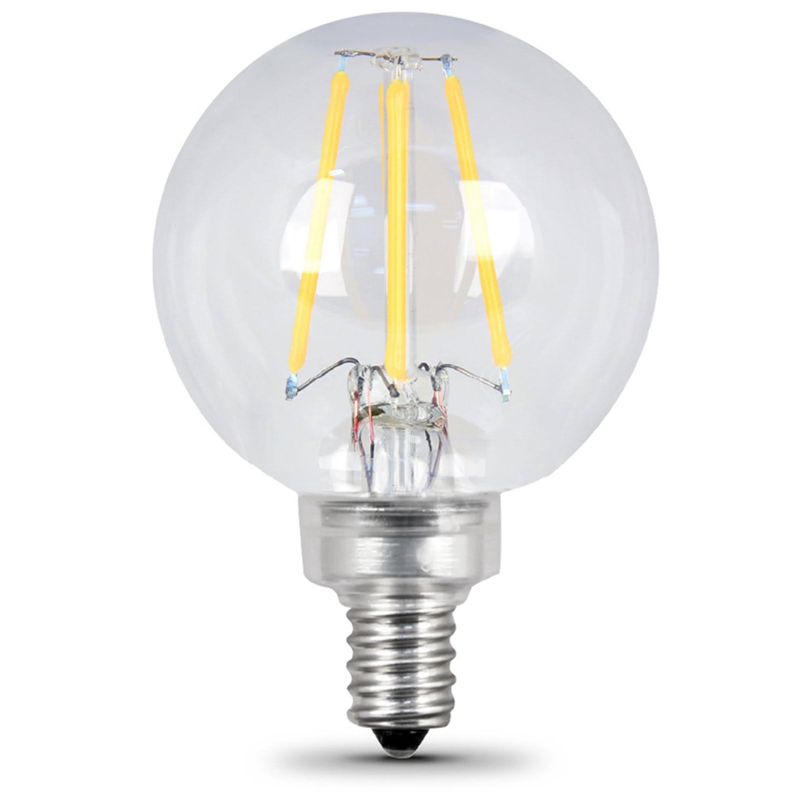 Feit G16 Dimmable Filament LED Decorative Light Bulb - 40W, Medium Base, 2 Pack, Clear