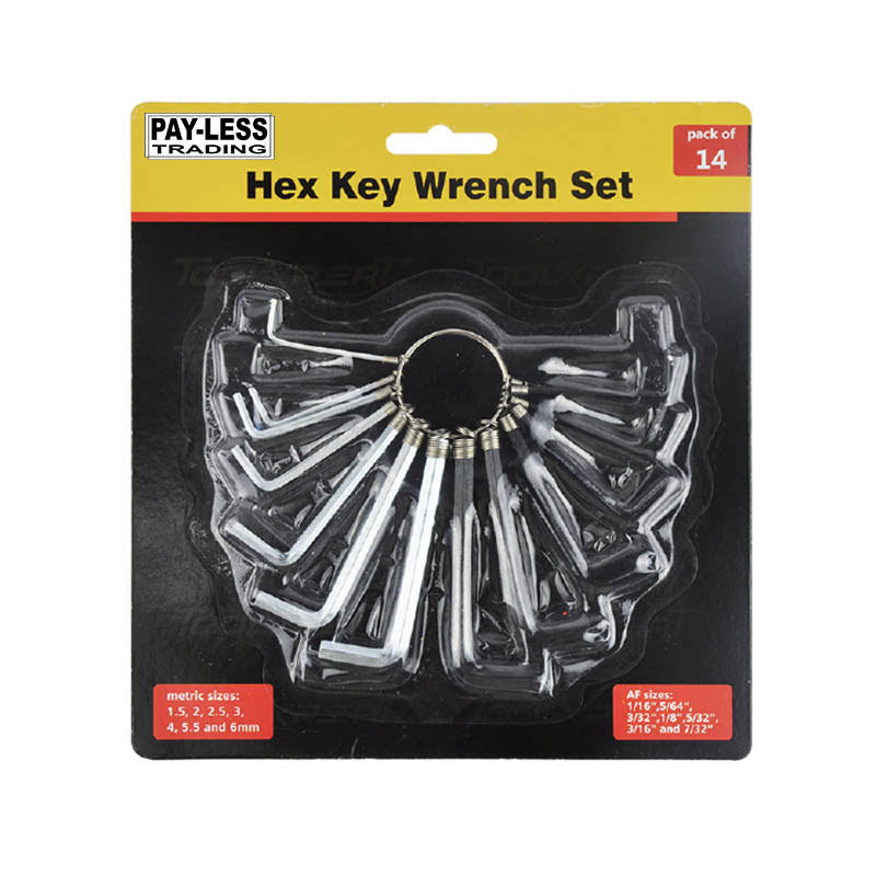14pc Hex Key Wrench Set With Holder Allen Alan Allan Keys AF Metric Ring