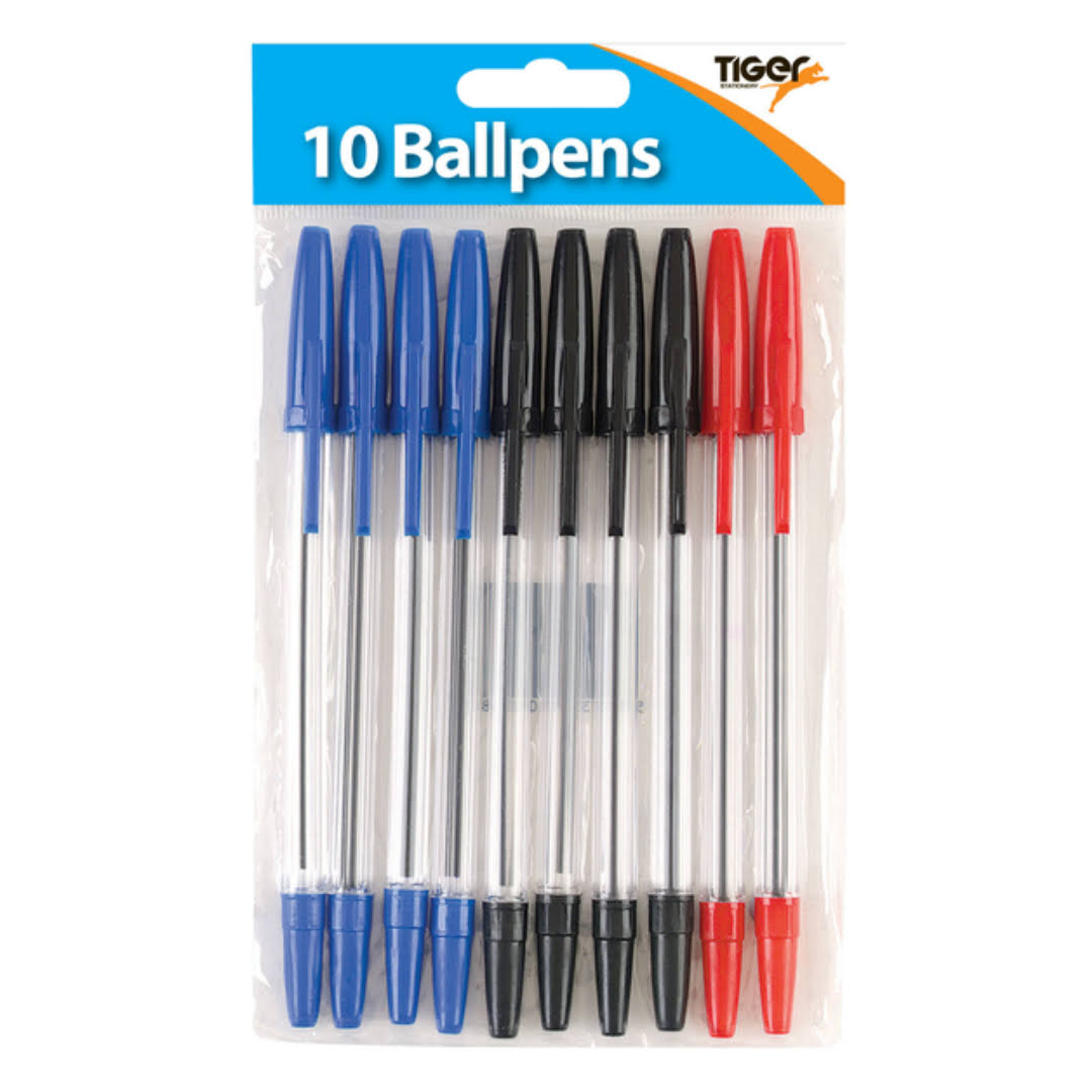 Tiger Ballpoint Pens Black Blue and Red (Pack of 120) 302011