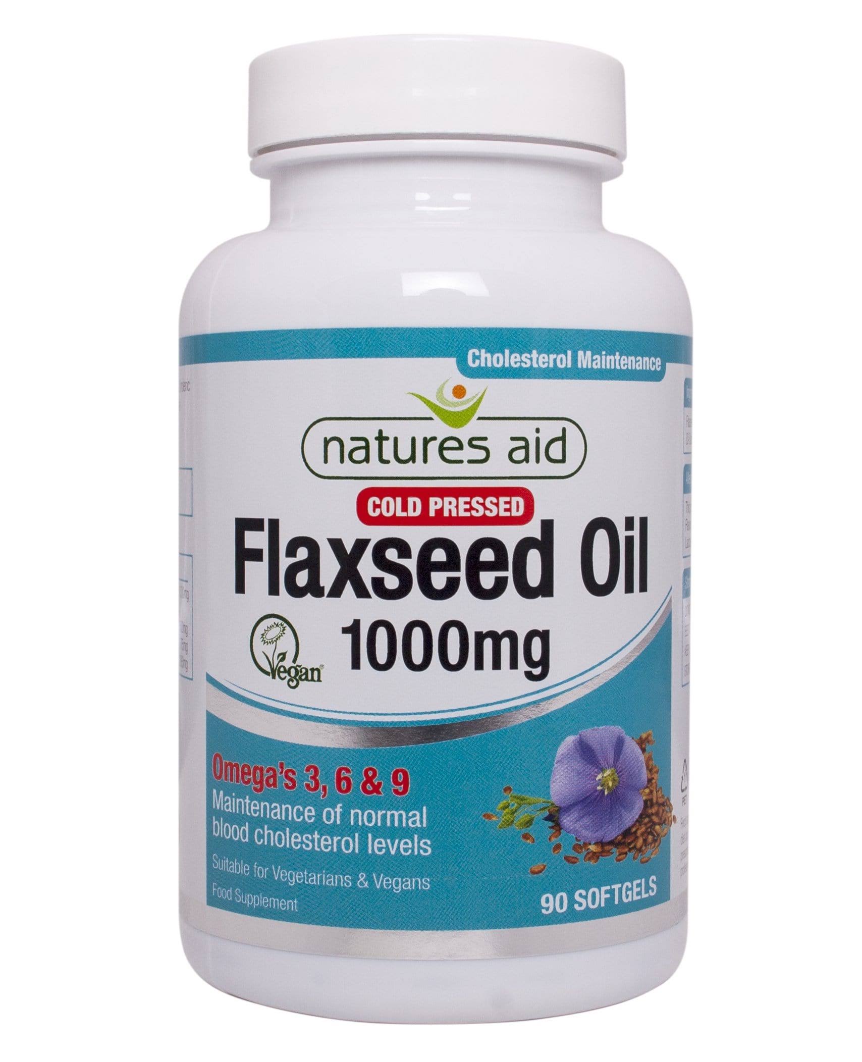Natures Aid Cold Pressed Flaxseed Oil - 90 Capsules