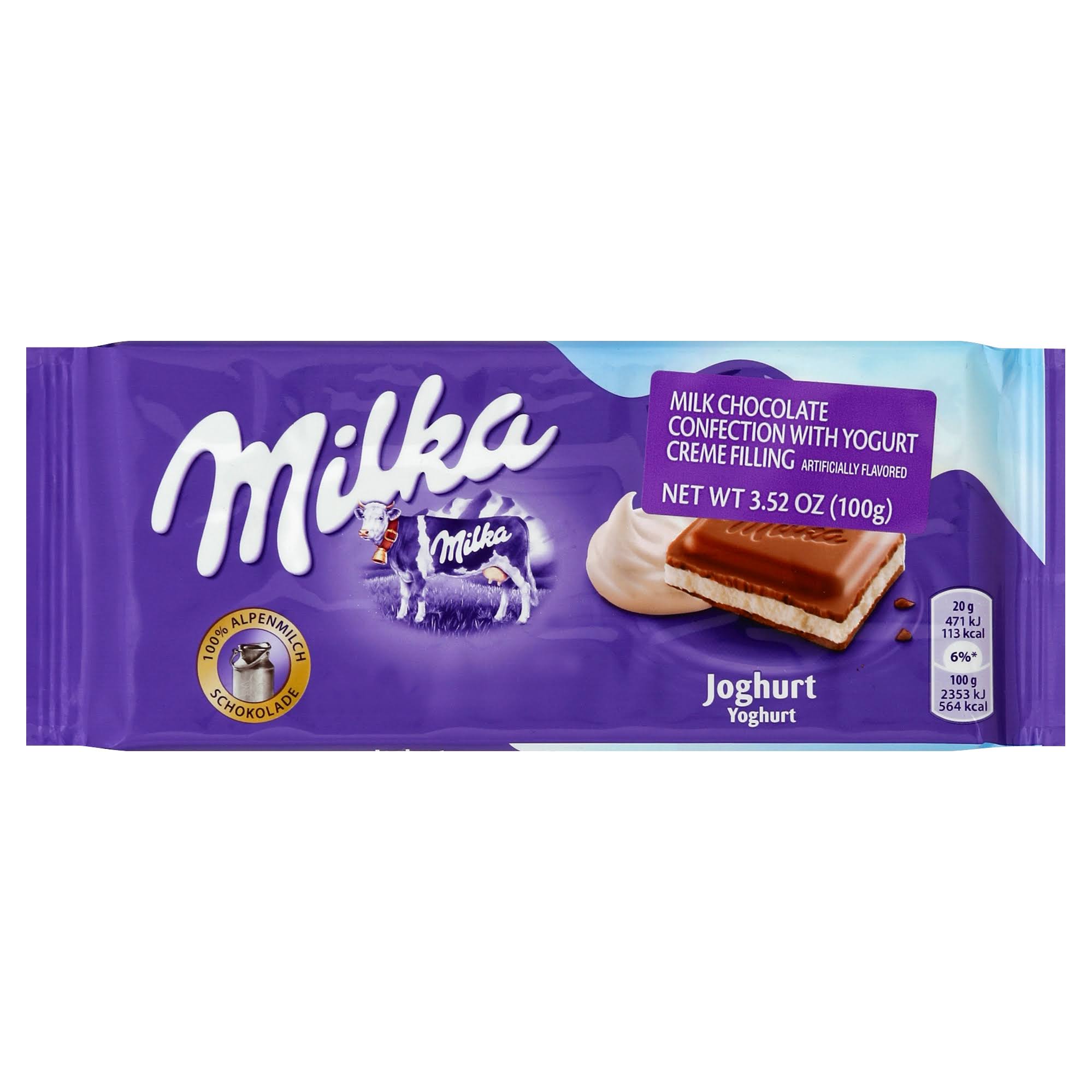 Milka Chocolate Bar - with Yogurt Creme Filling, 100g