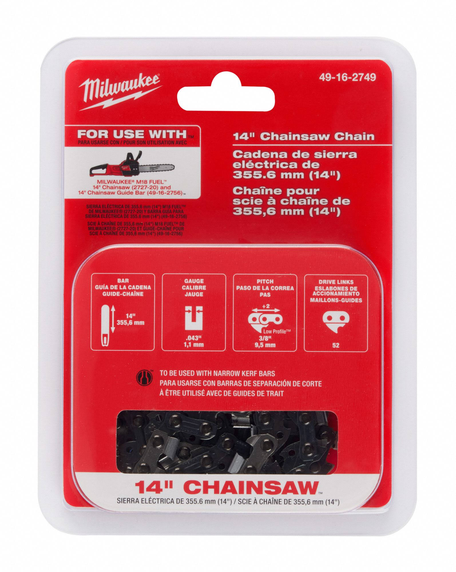 Milwaukee 49-16-2749 14" Chainsaw Chain