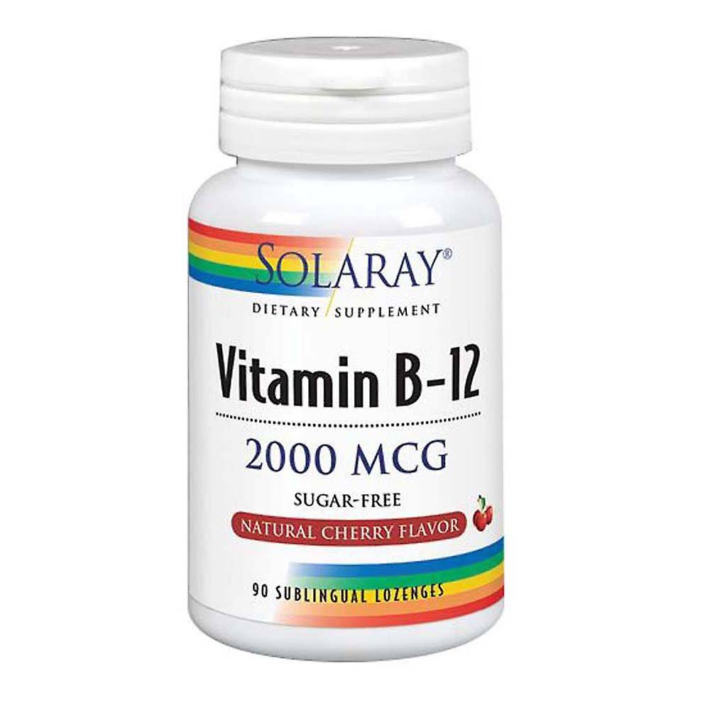 Solaray Vitamin B-12 Supplement - 2000mcg, 90 Sublingual Lozenges, Cherry