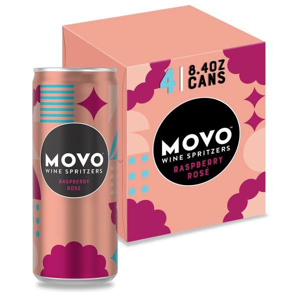 Movo Wine Spritzers, Raspberry Rose - 4 pack, 8.4 oz cans