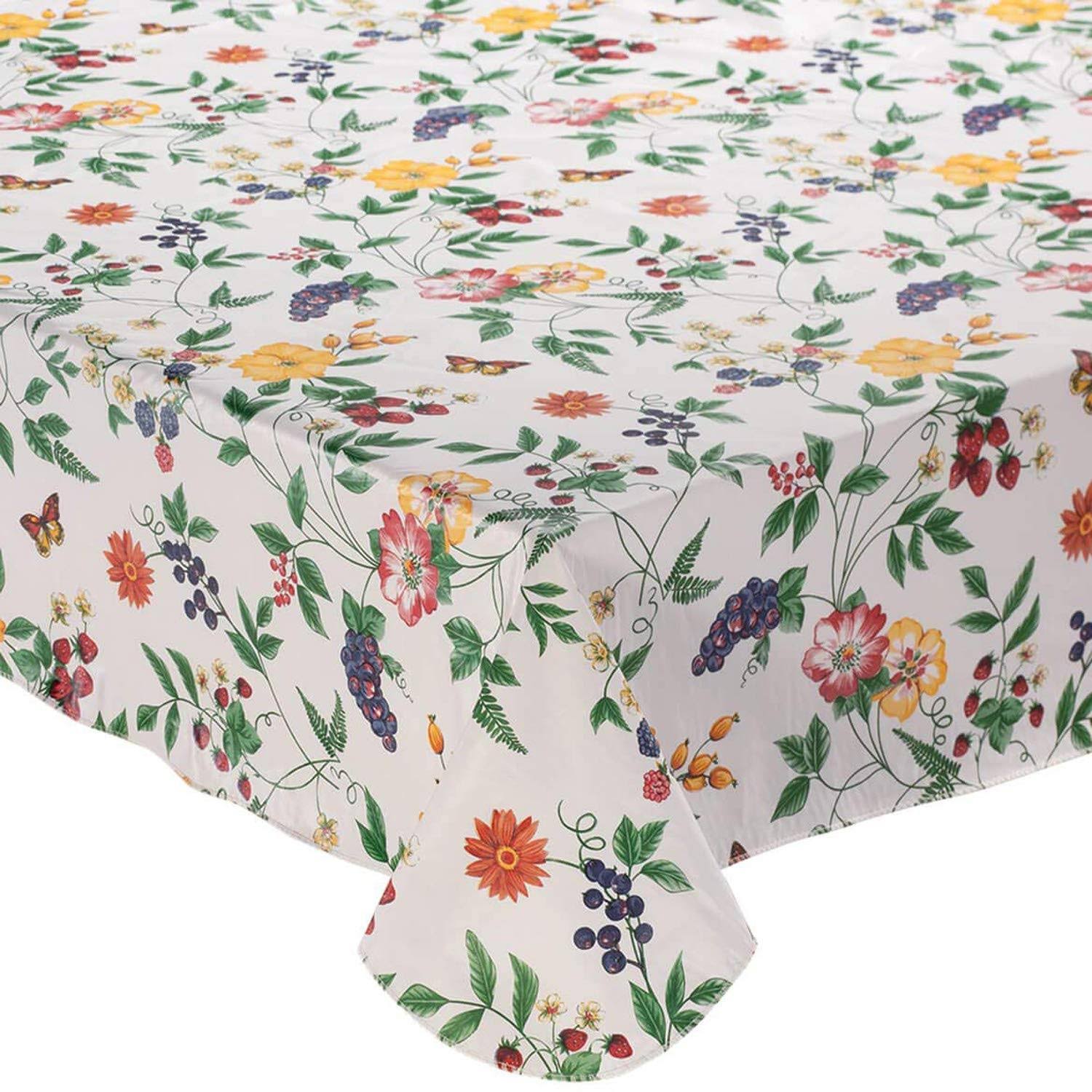 Lintex Enchanted Garden Vinyl Tablecloth White