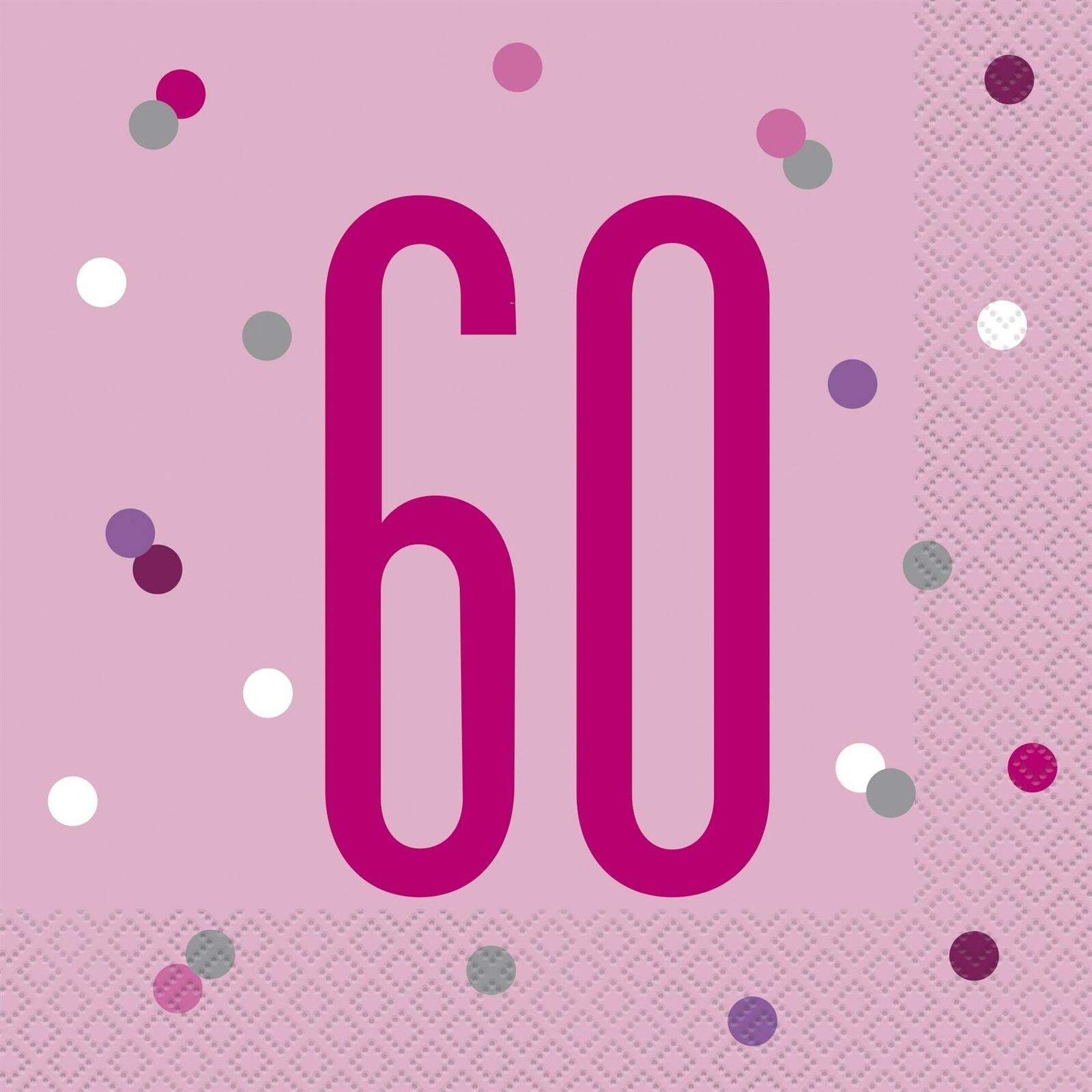 60th Birthday Glitz Pink Paper Napkins