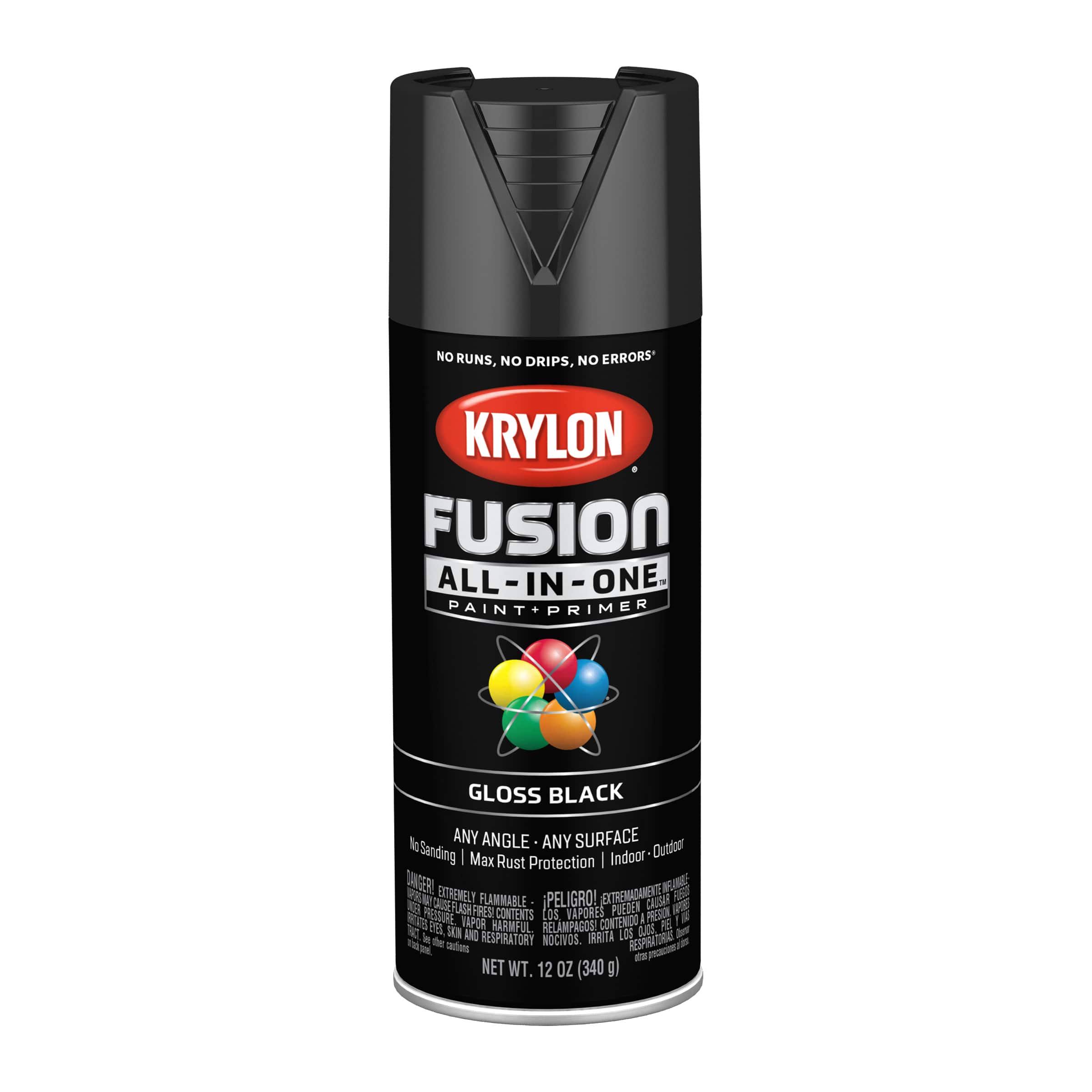 Krylon K02702007 Fusion All-in-One Spray Paint For Indoor/Outdoor Use, Gloss Black , 12 Ounce (Pack of 1)