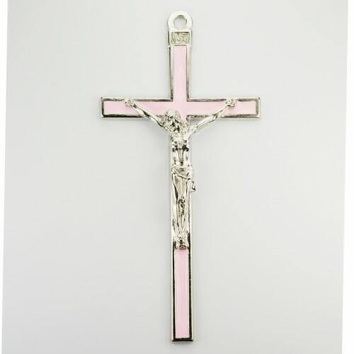 5 inch Pink Enameled Crucifix 73-35