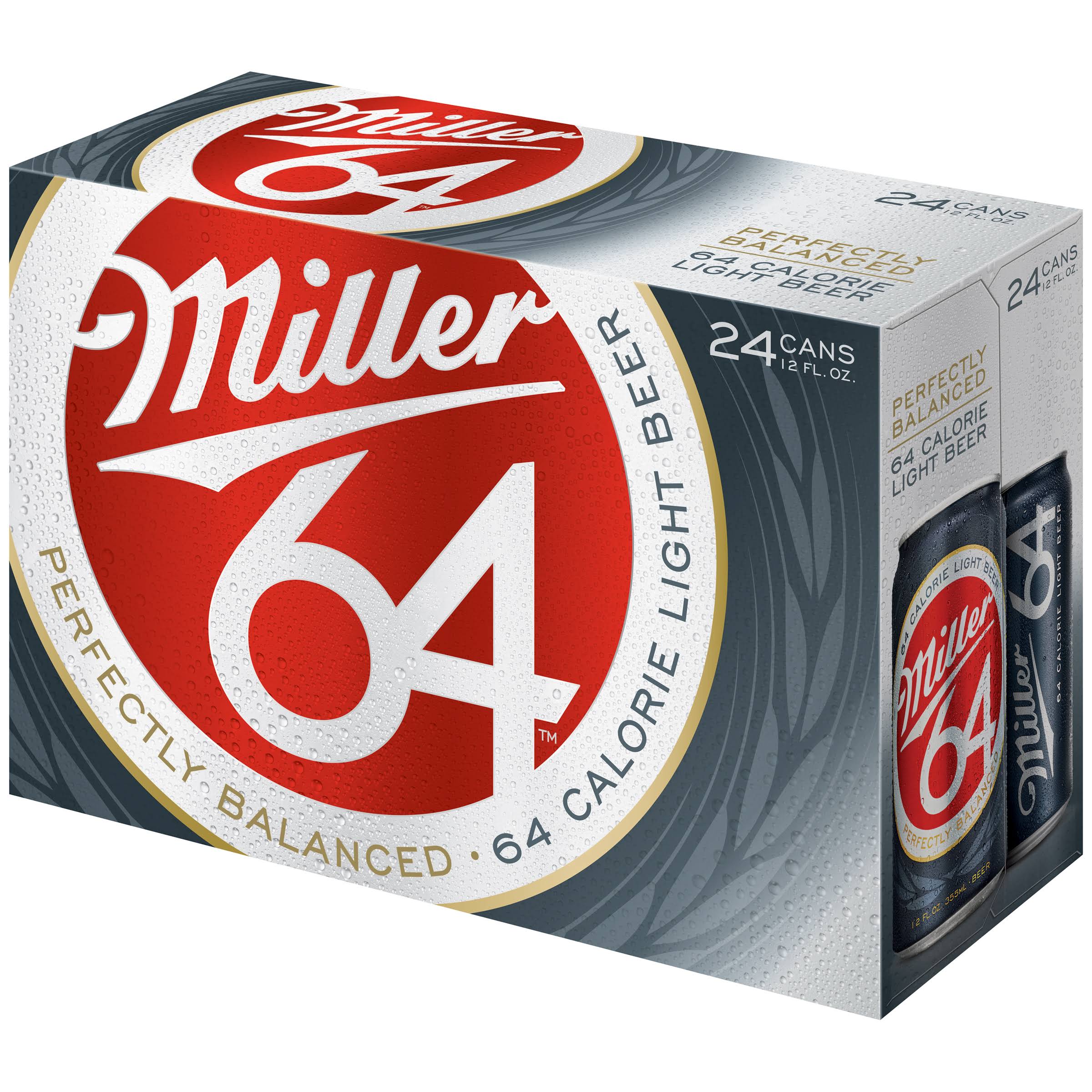 Miller64 Light Beer - 12oz, 24 Pack
