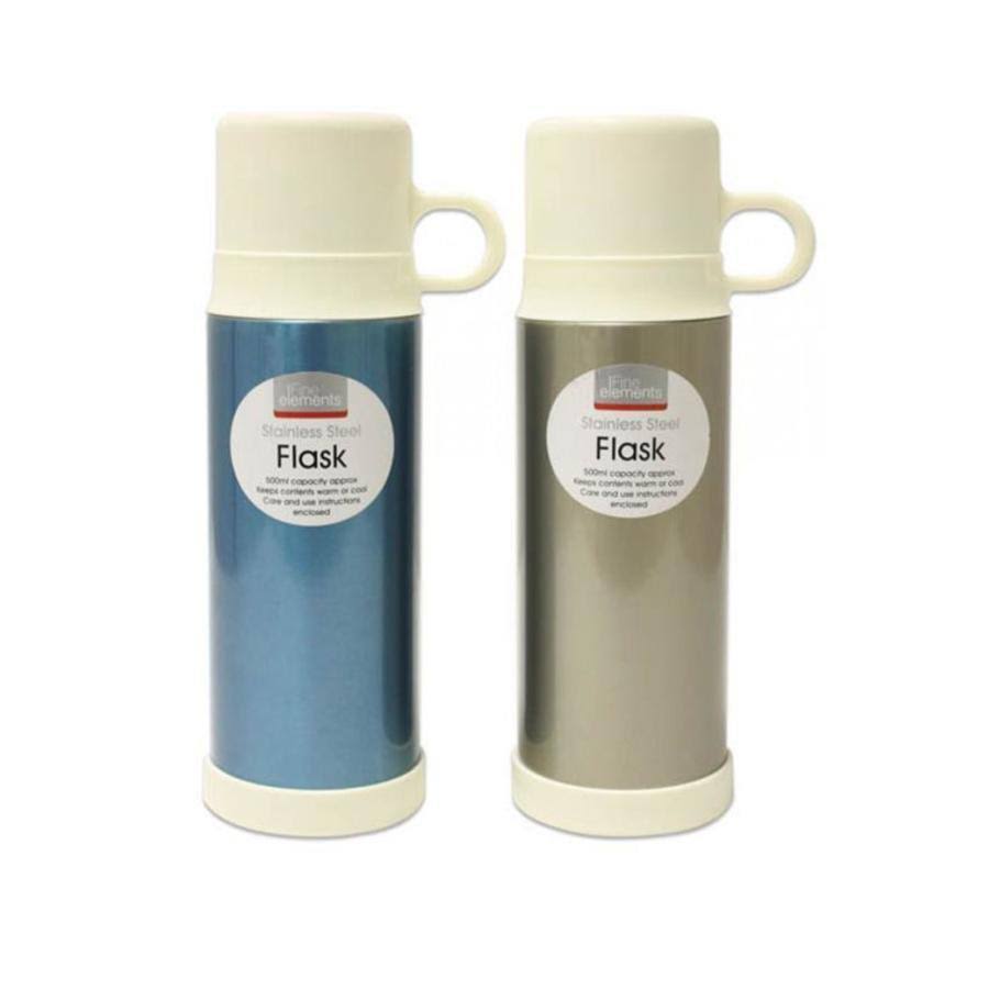 Fine Elements 500ml Stainless Steel Flask Hot Cold Tea Coffee Flask 24cm