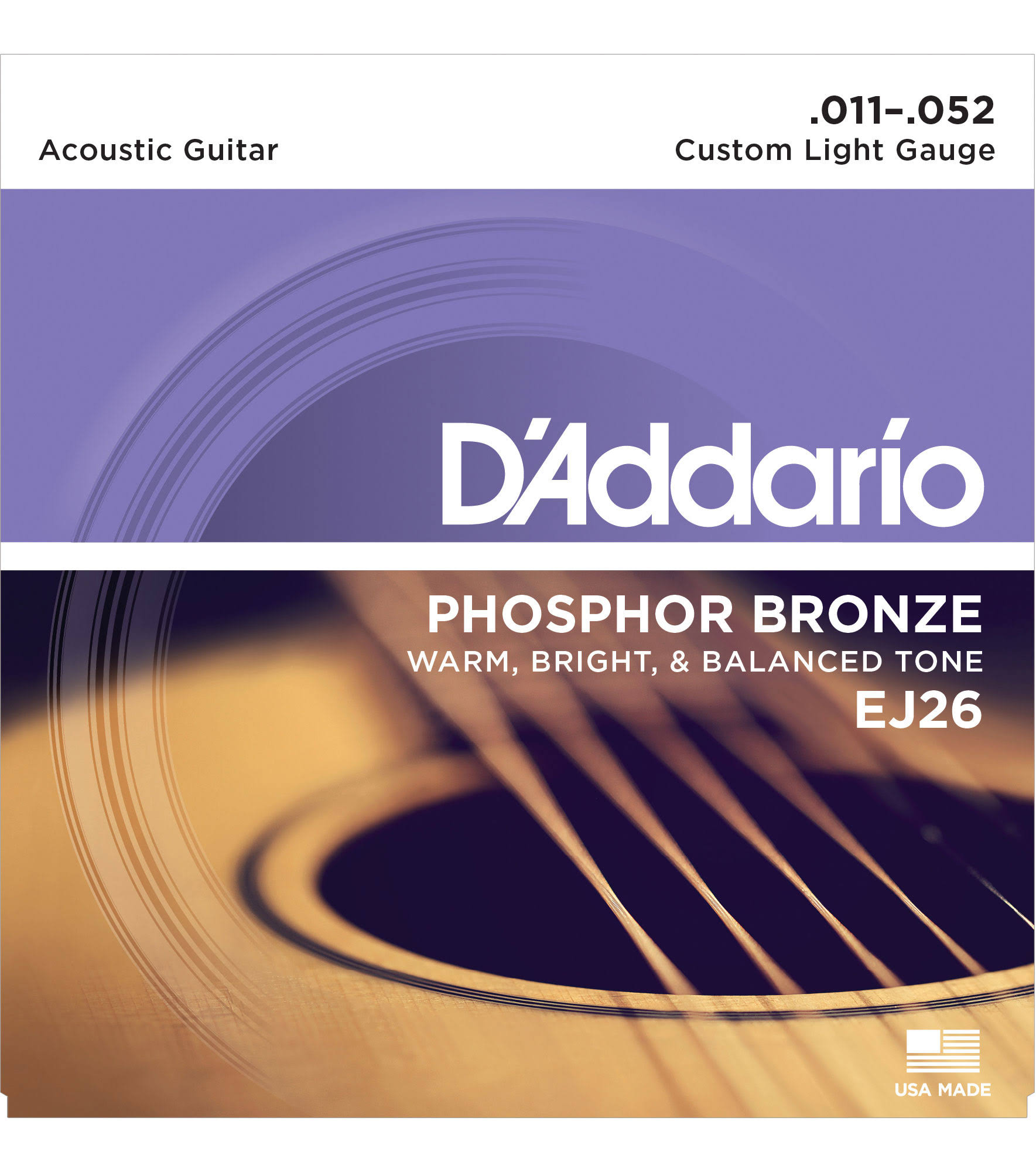 D'Addario EJ26 Phosphor Bronze Acoustic Guitar Strings - Custom Light 11-52