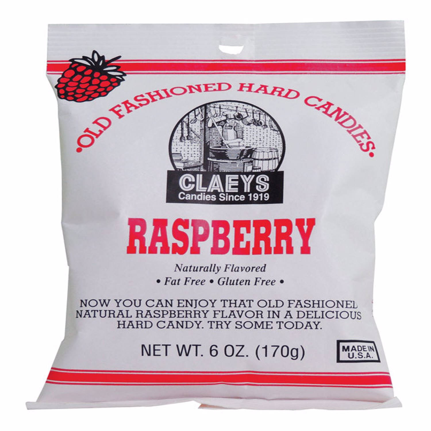 Claeys Old Fashioned Raspberry Hard Candy 6 oz