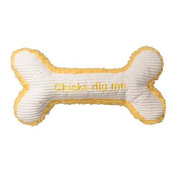 HuggleHounds 2' Plush Bone Dog Toy - Chicks Dig Me - One Size - 2' Bone