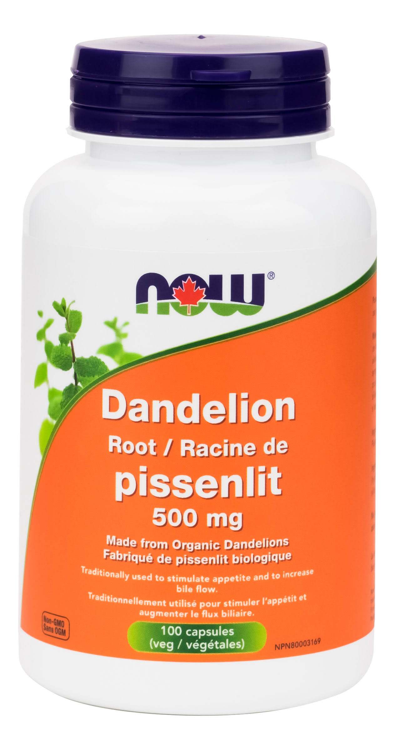Now Dandelion Root Herbal Supplement - 500mg, 100 Capsules