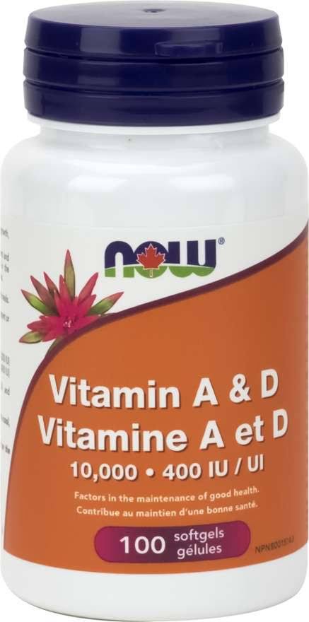 Now Vitamin a and D Supplement - 10000iu and 400iu, 100 Softgels