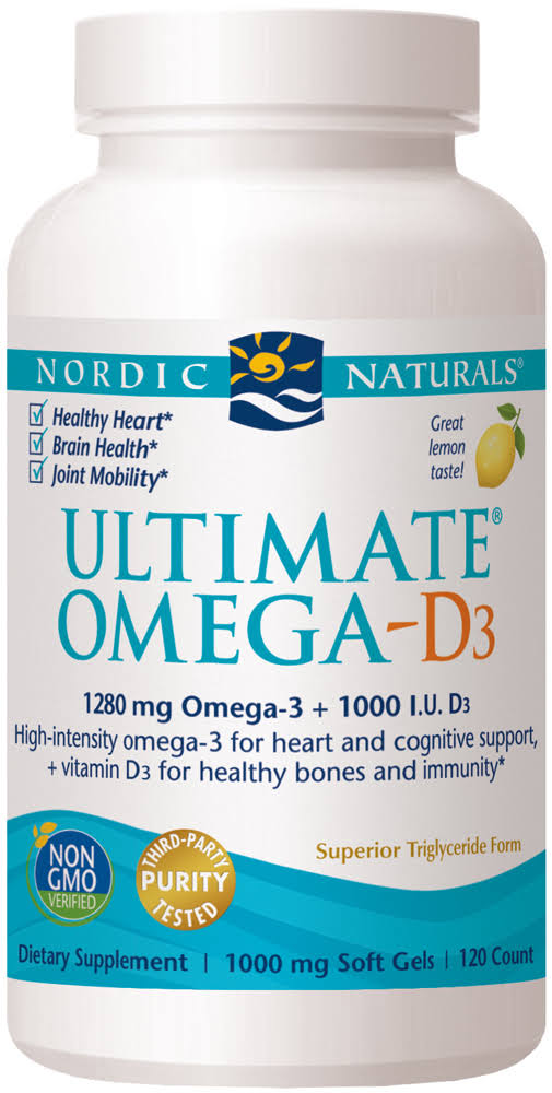 Nordic Naturals Ultimate Omega-D3 - Lemon, 1000mg, 120 Soft Gels