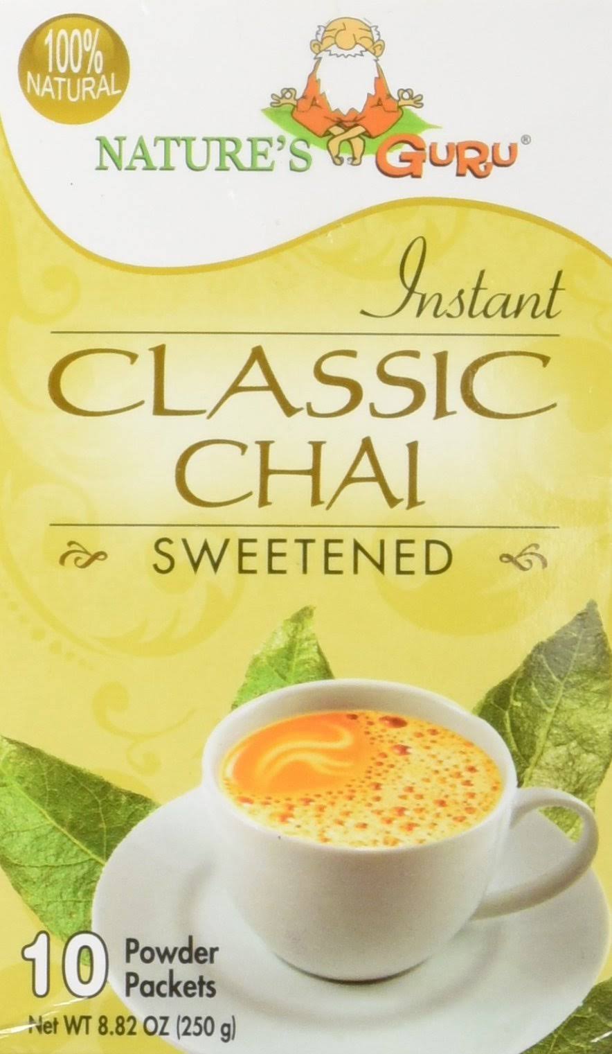 Nature's Guru Instant Classic Chai Tea Drink Mix Sweetened 10 Count Single Serve On-The-Go Drink Packets