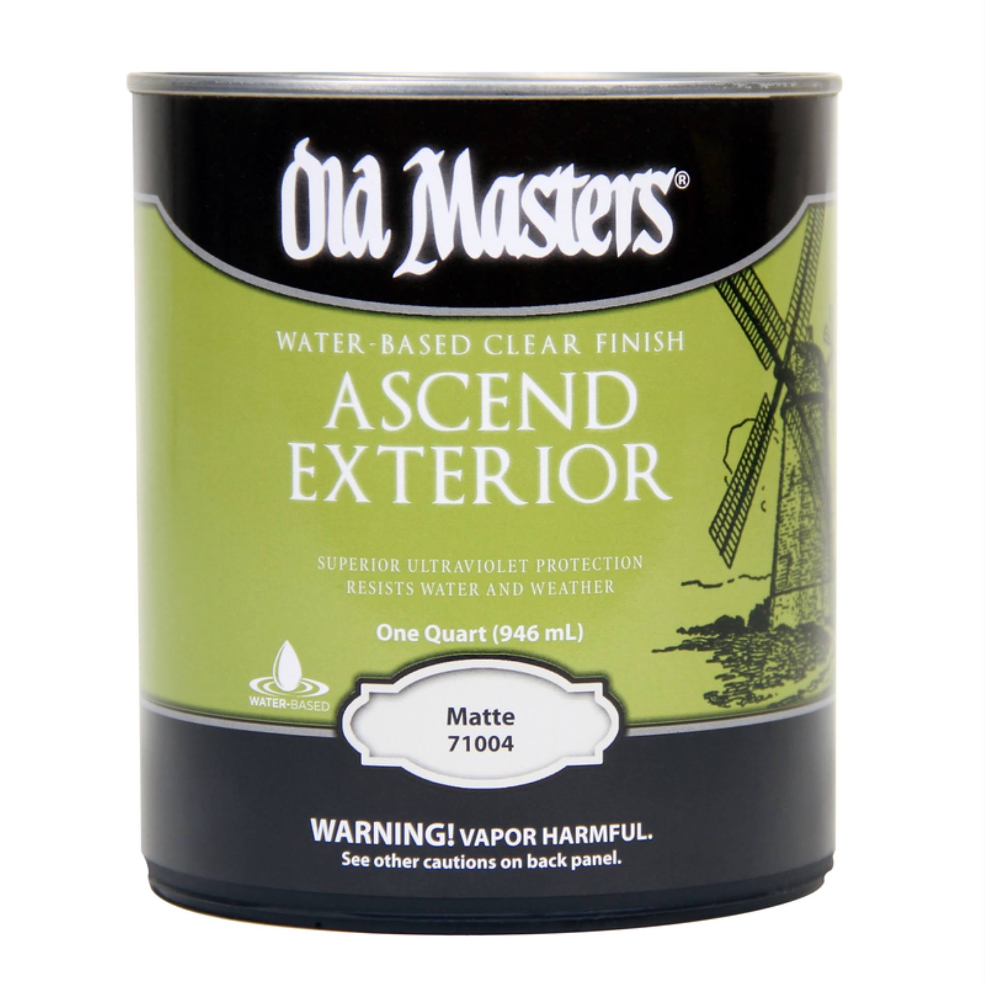 1 qt Old Masters 71004 Clear Ascend Exterior Water-Based Finish, Matte
