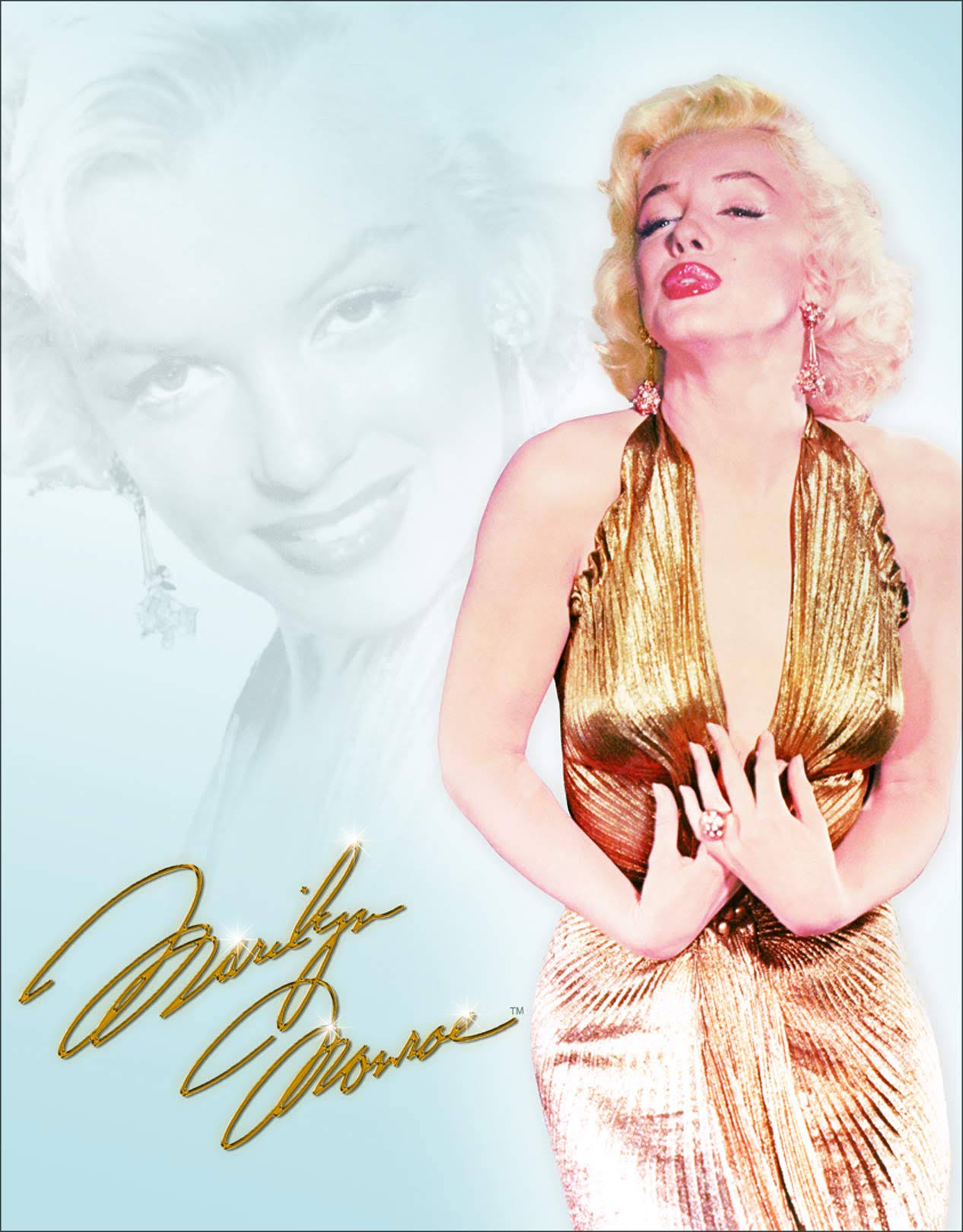 Desperate Enterprises Metal Sign - Marilyn Monroe in Gold Dress, 15.6" x 12.2" x 0.2"