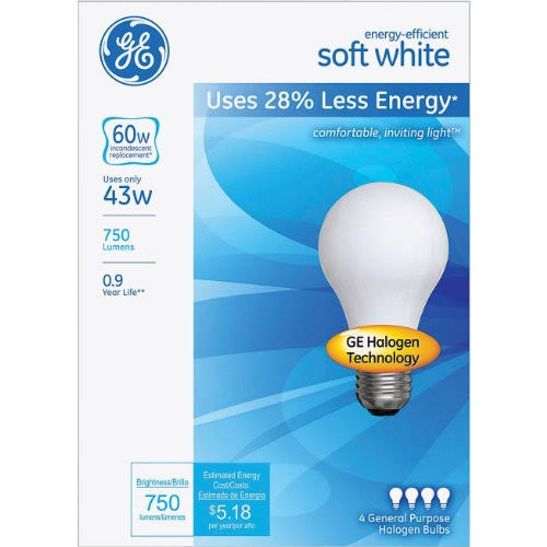 GE Lighting Halogen Bulb - 43W, Soft White