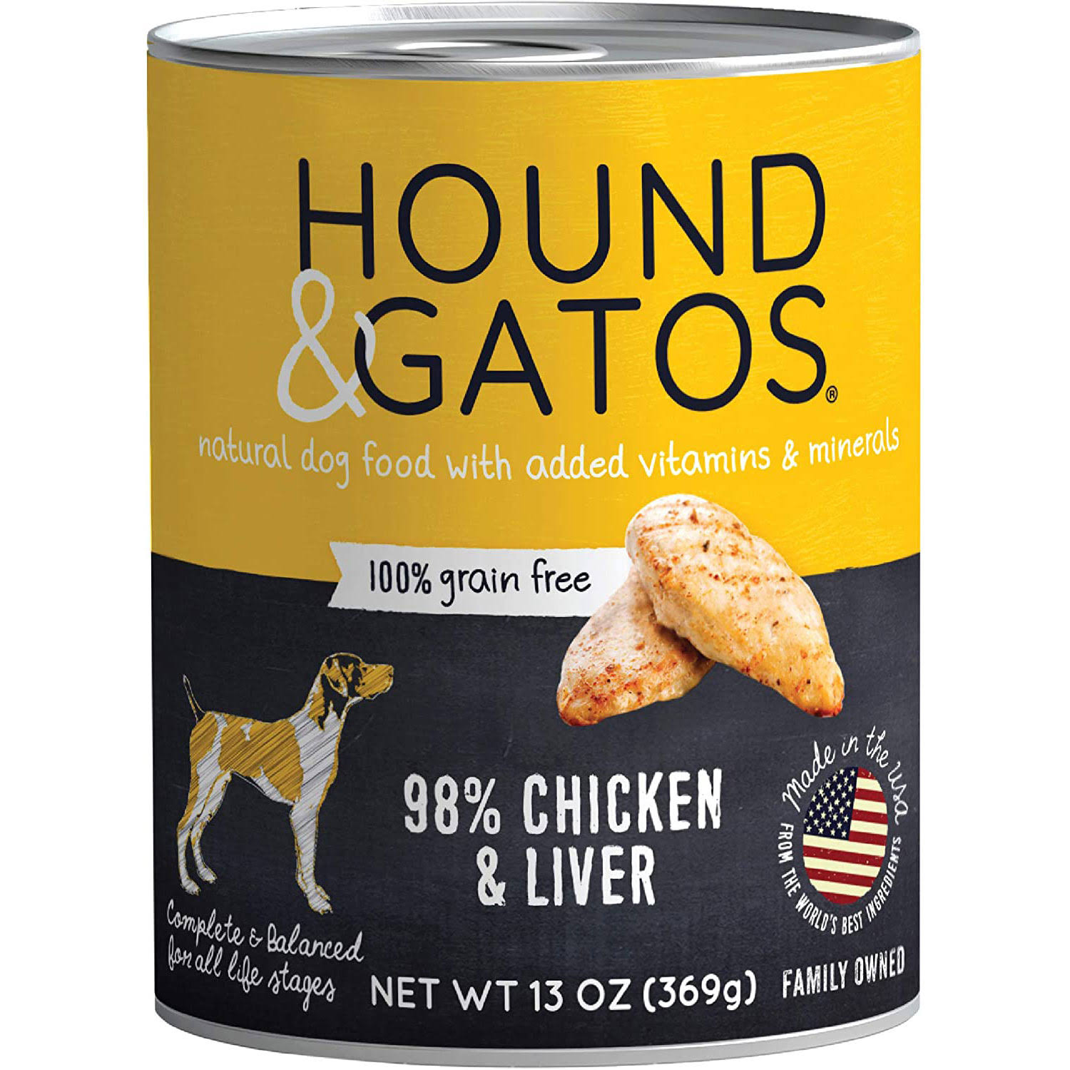 Hound & Gatos Canned Dog Food 13oz, Chicken & Chicken Liver