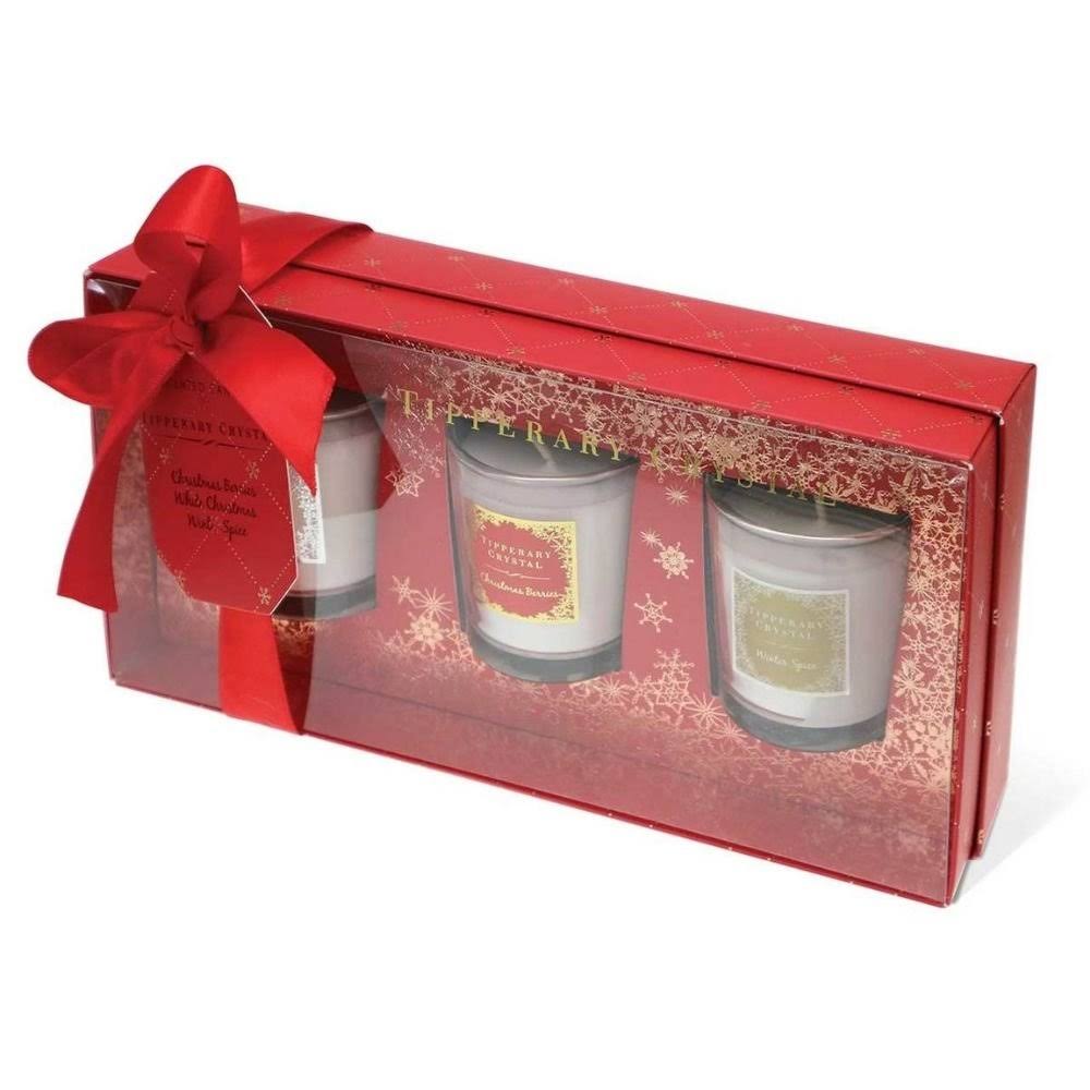 Tipperary Crystal Set of Three Scented Candles in Red Gift Box