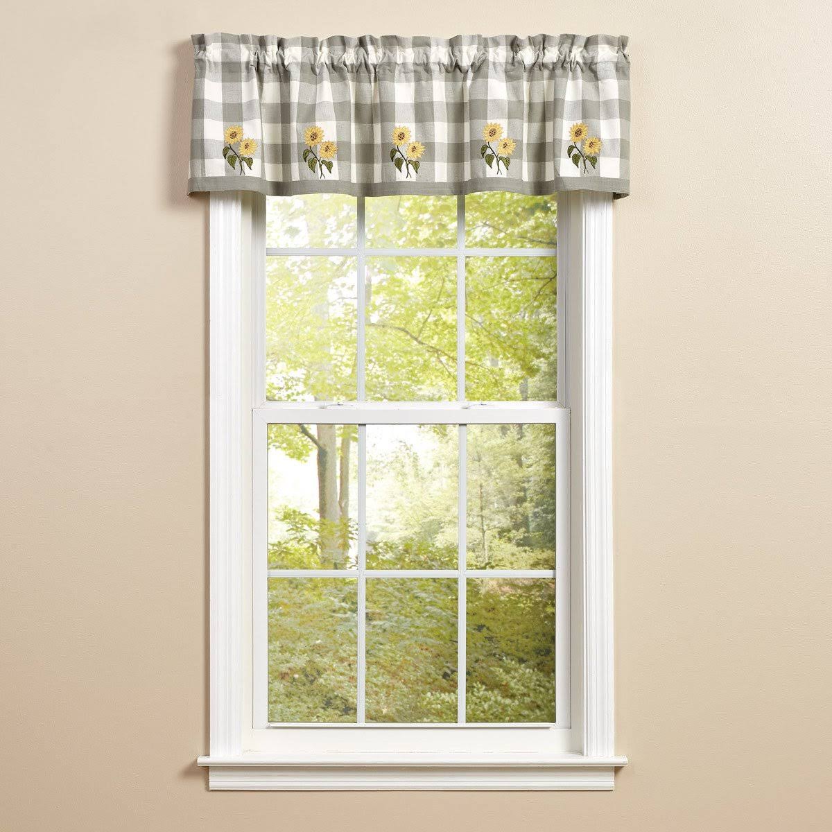 Wicklow Check Sunflower Embroidered Lined Valance 60x14