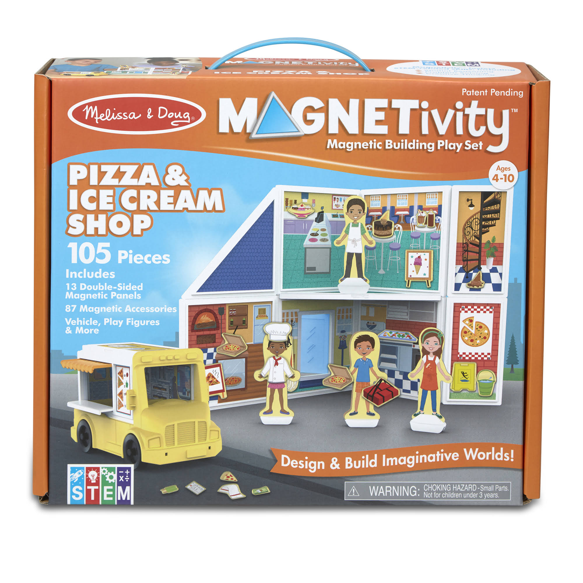 Melissa & Doug Magnetivity - Pizza & Ice Cream Shop Magnetic Building Play Set