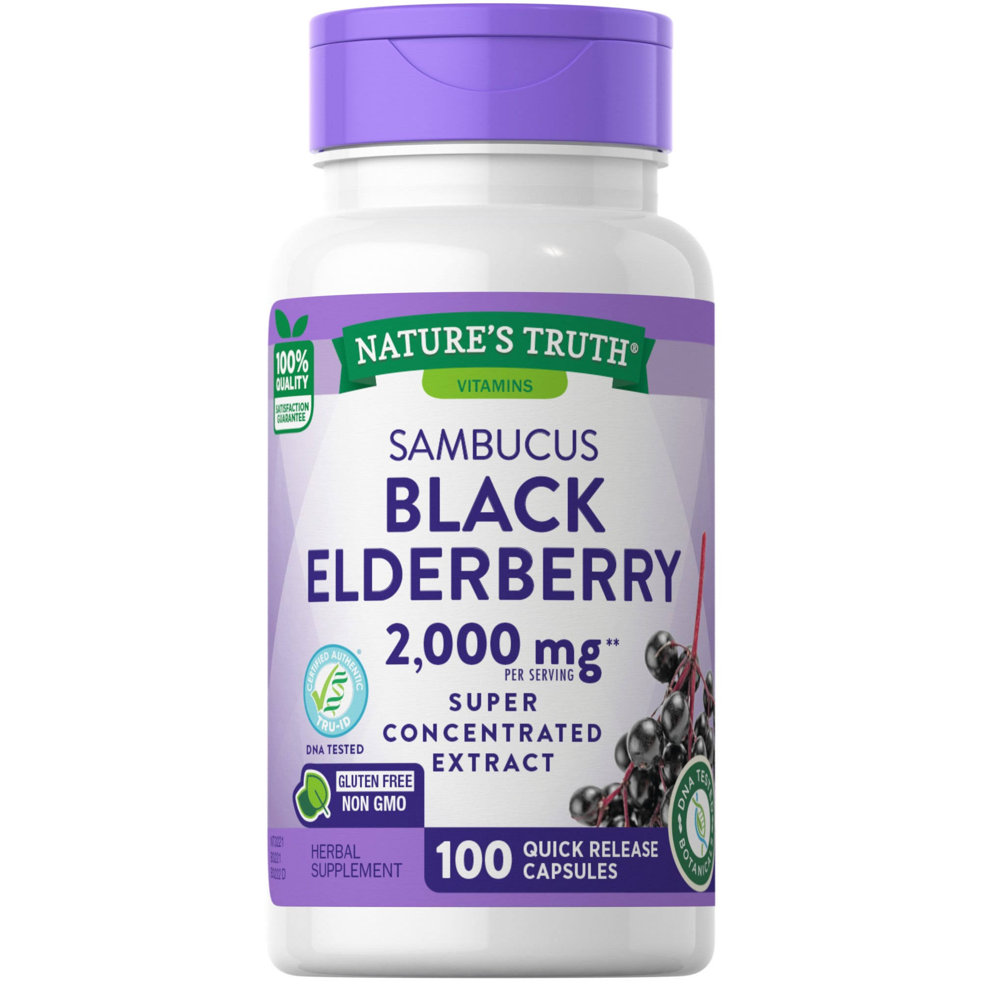 Natures Truth Vitamins Sambucus Black Elderberry, 1000 mg, Quick Release Capsules - 100 capsules