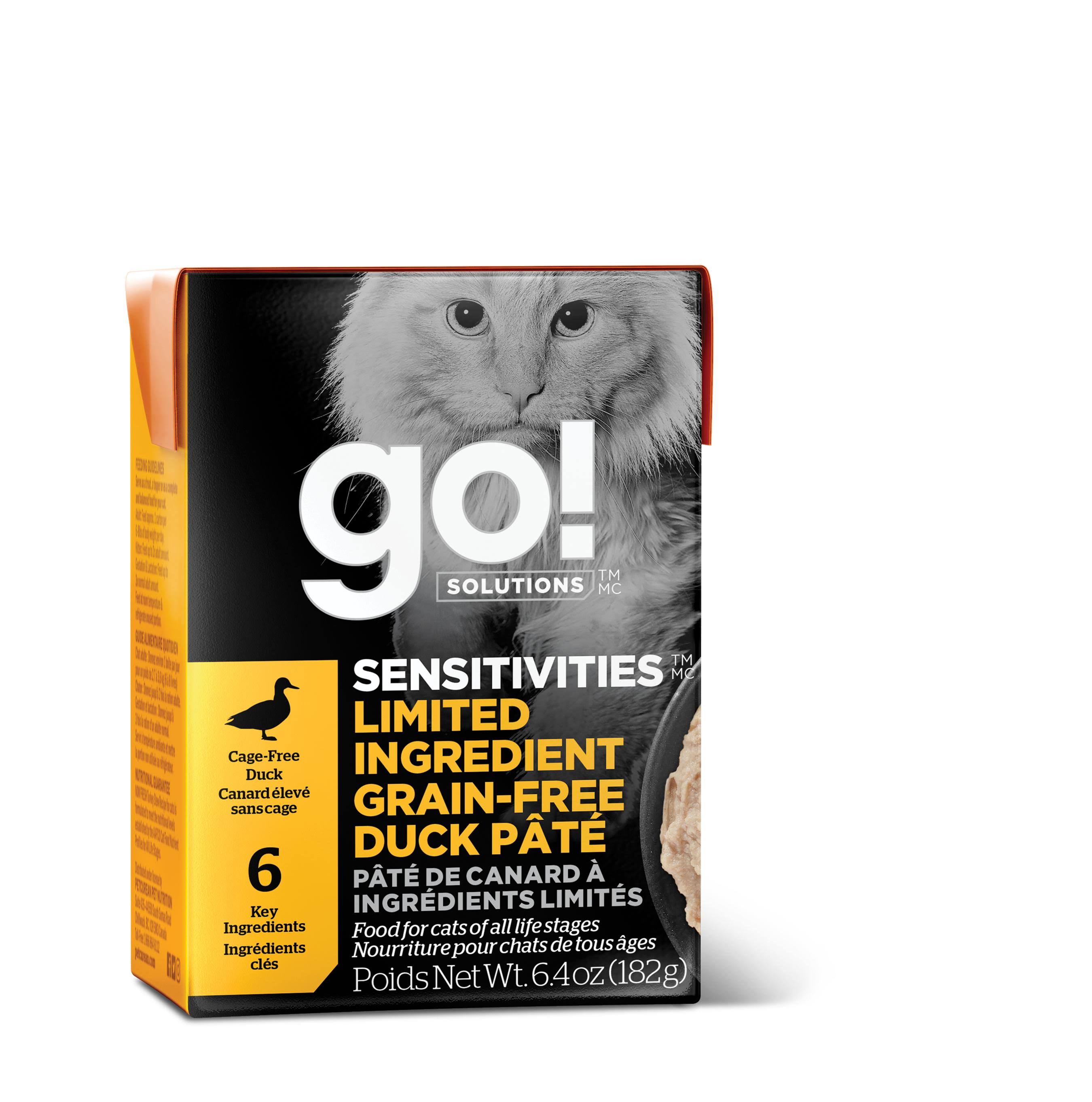 Go! Solutions Sensitivities Limited Ingredient Grain-Free Duck Pate Wet Cat Food, 6.4-oz