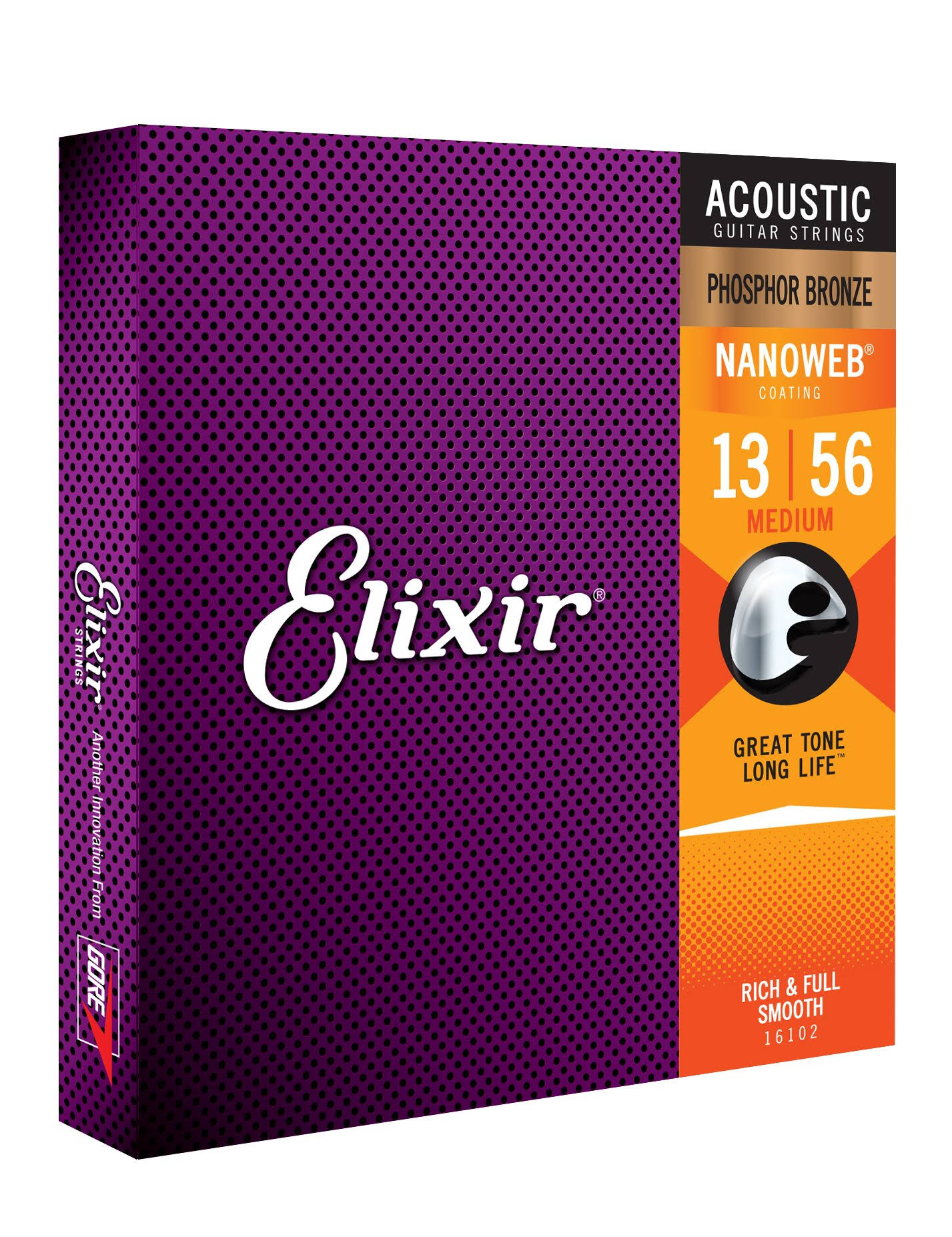 Elixir Acoustic Phosphor Bronze Guitar Strings with Nanoweb Coating - Medium