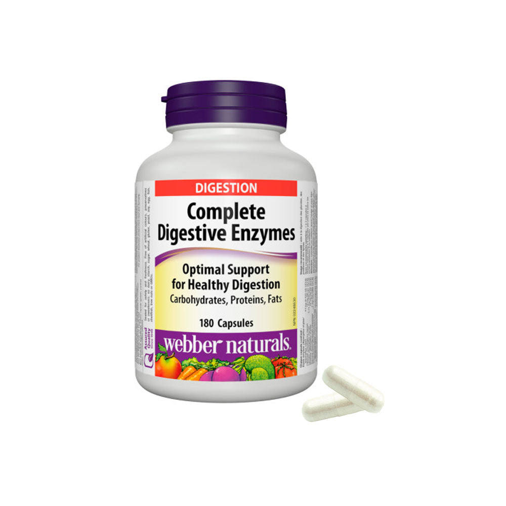Webber naturals Complete Digestive enzymes Capsules, 180 Count