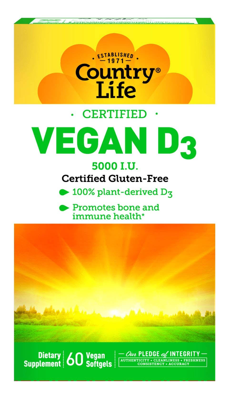 Country Life Vegan D3 Capsules - 60 Vegetarian Softgels